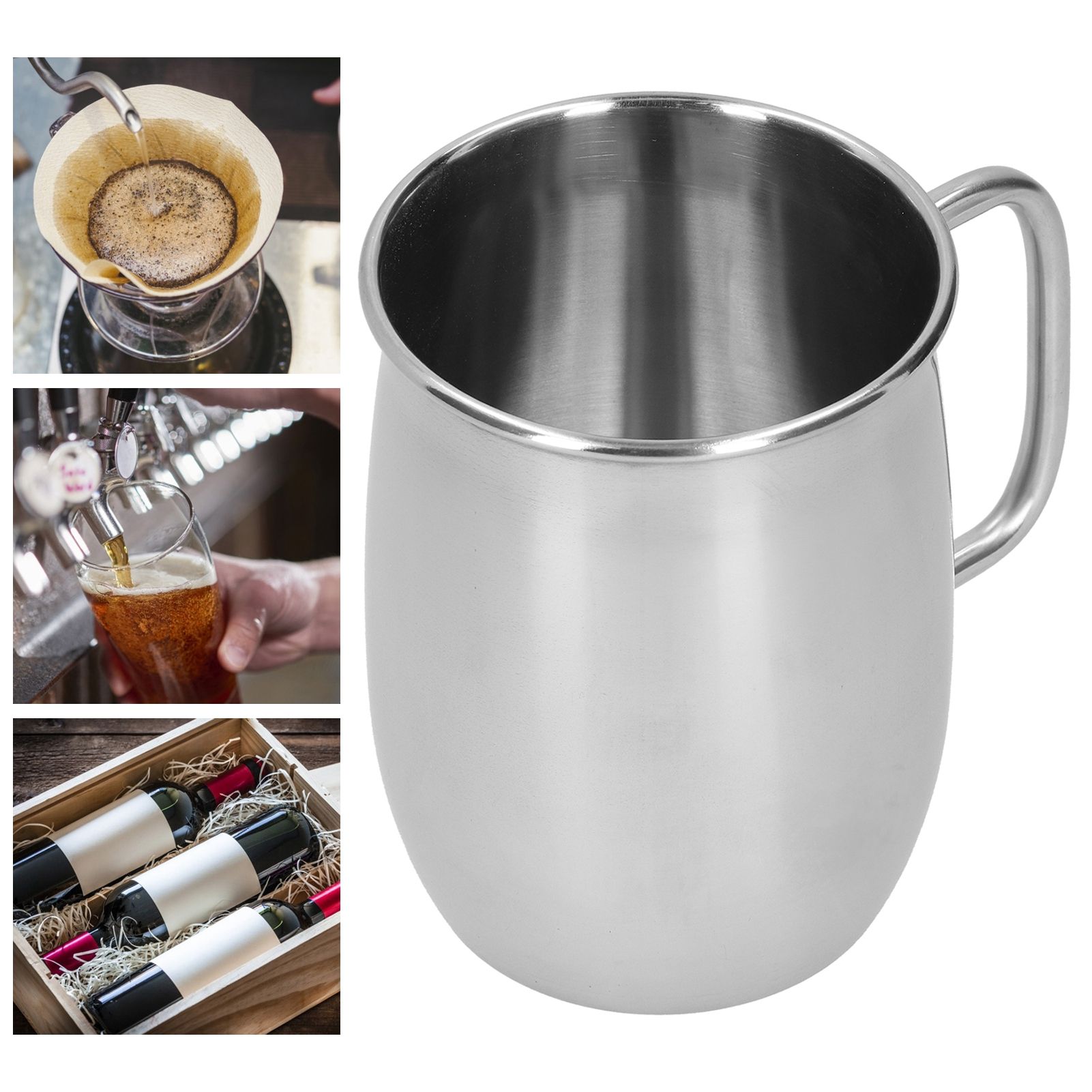 1000ml Stainless Steel Wine Bar Beer Mug Water Cup with Handle Portable Coffee view 10