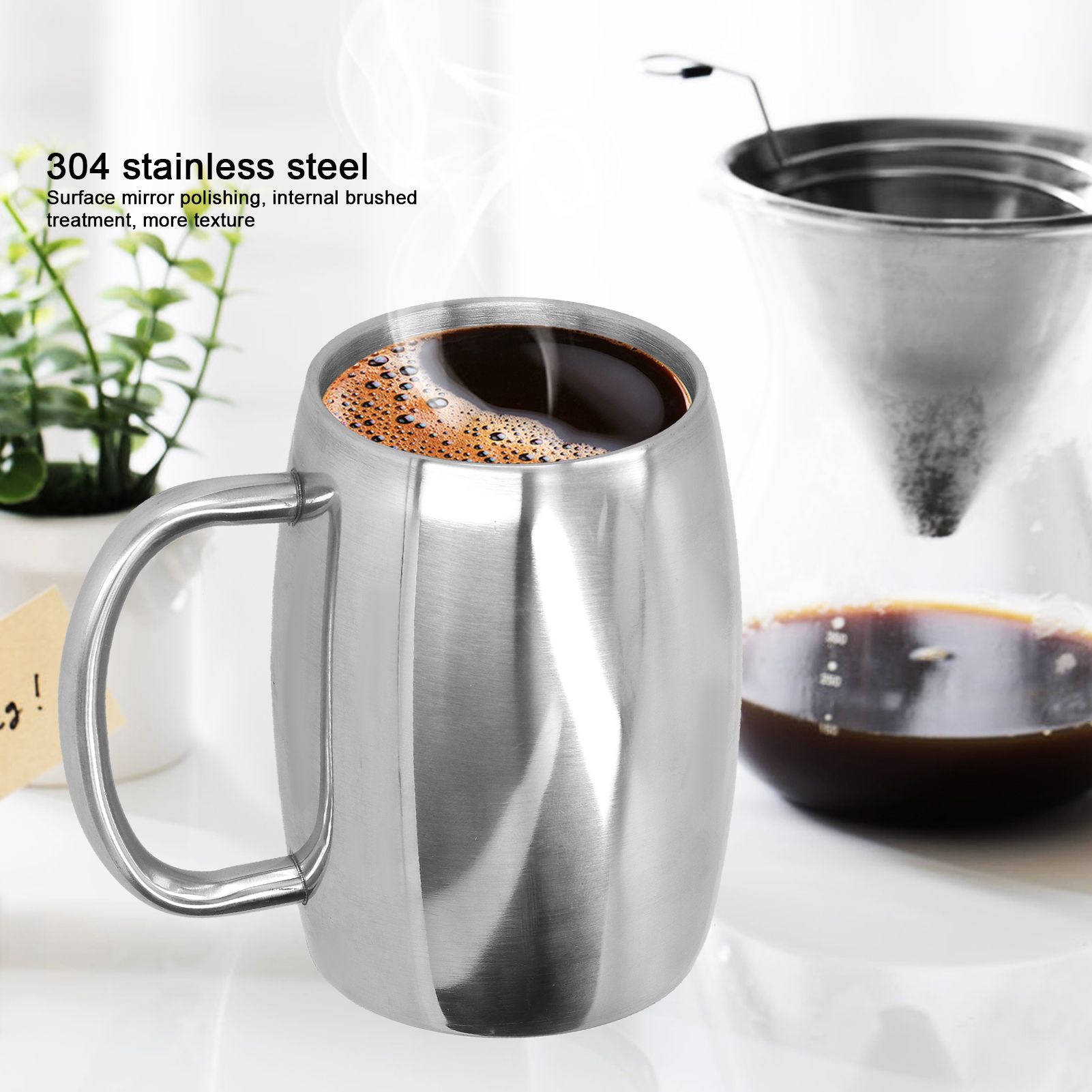 400ml Stainless Steel Beer Mug with Handle Coffee Mugs Milk Tea Cup Gift view 15