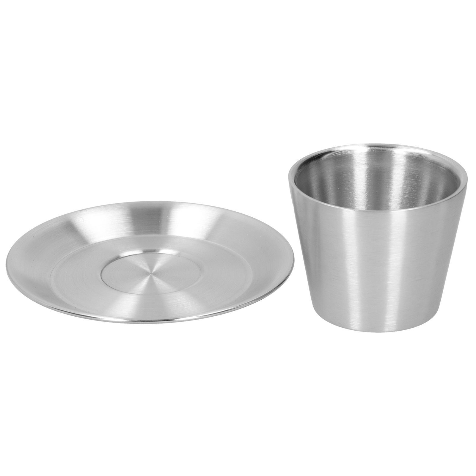 Stainless Steel Coffee Cup Set Double Walled Coffee Mug with Saucer Tea Mug