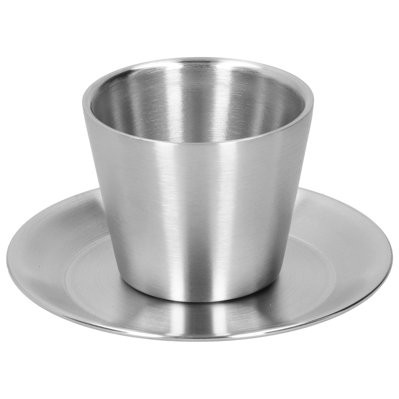 Stainless Steel Coffee Cup Set Double Walled Coffee Mug with Saucer Tea Mug view 2