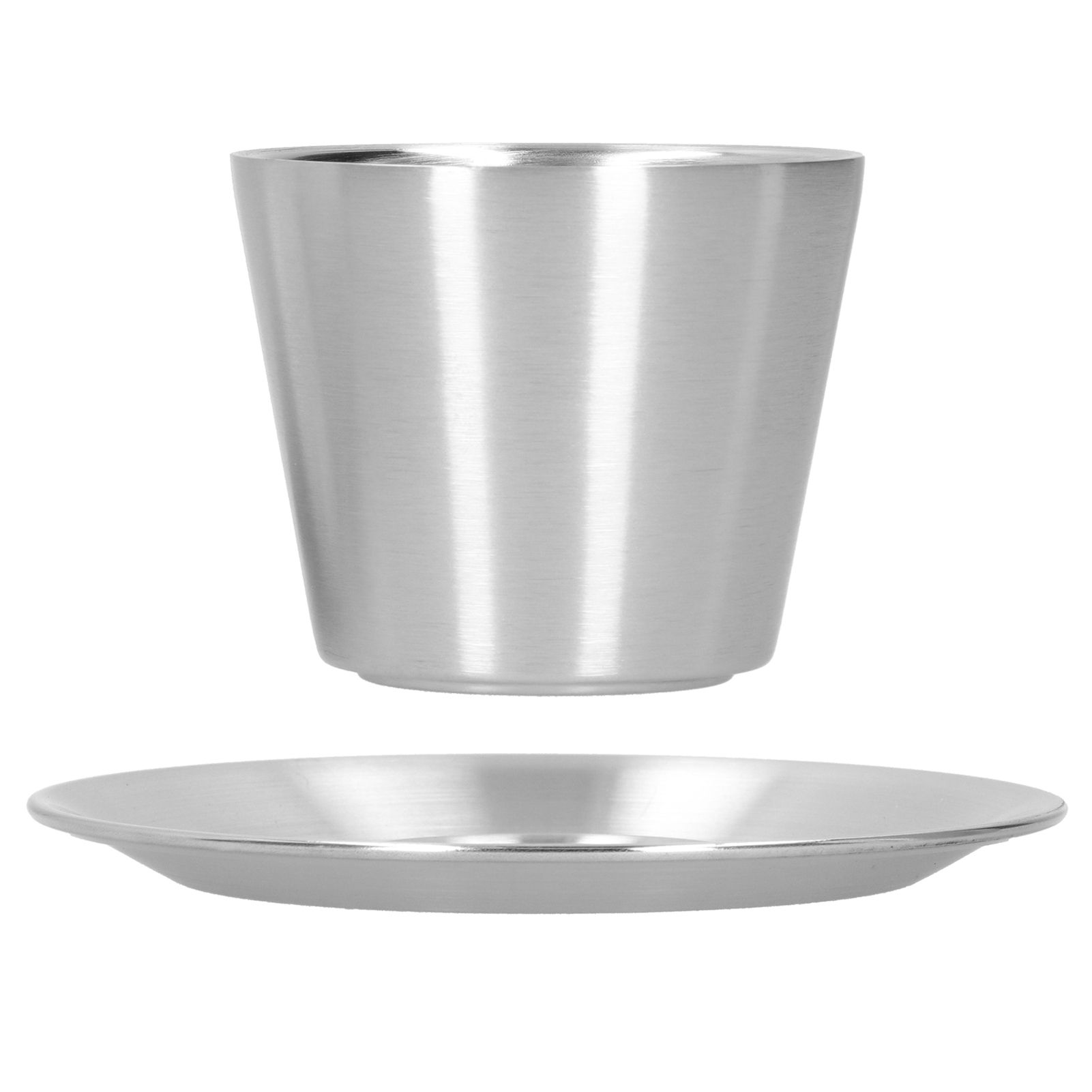 Stainless Steel Coffee Cup Set Double Walled Coffee Mug with Saucer Tea Mug view 4