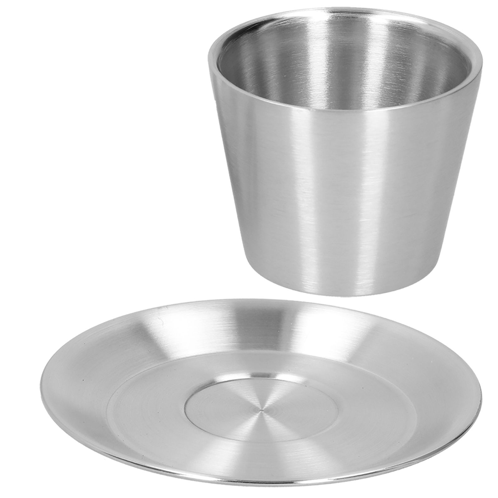 Stainless Steel Coffee Cup Set Double Walled Coffee Mug with Saucer Tea Mug view 8