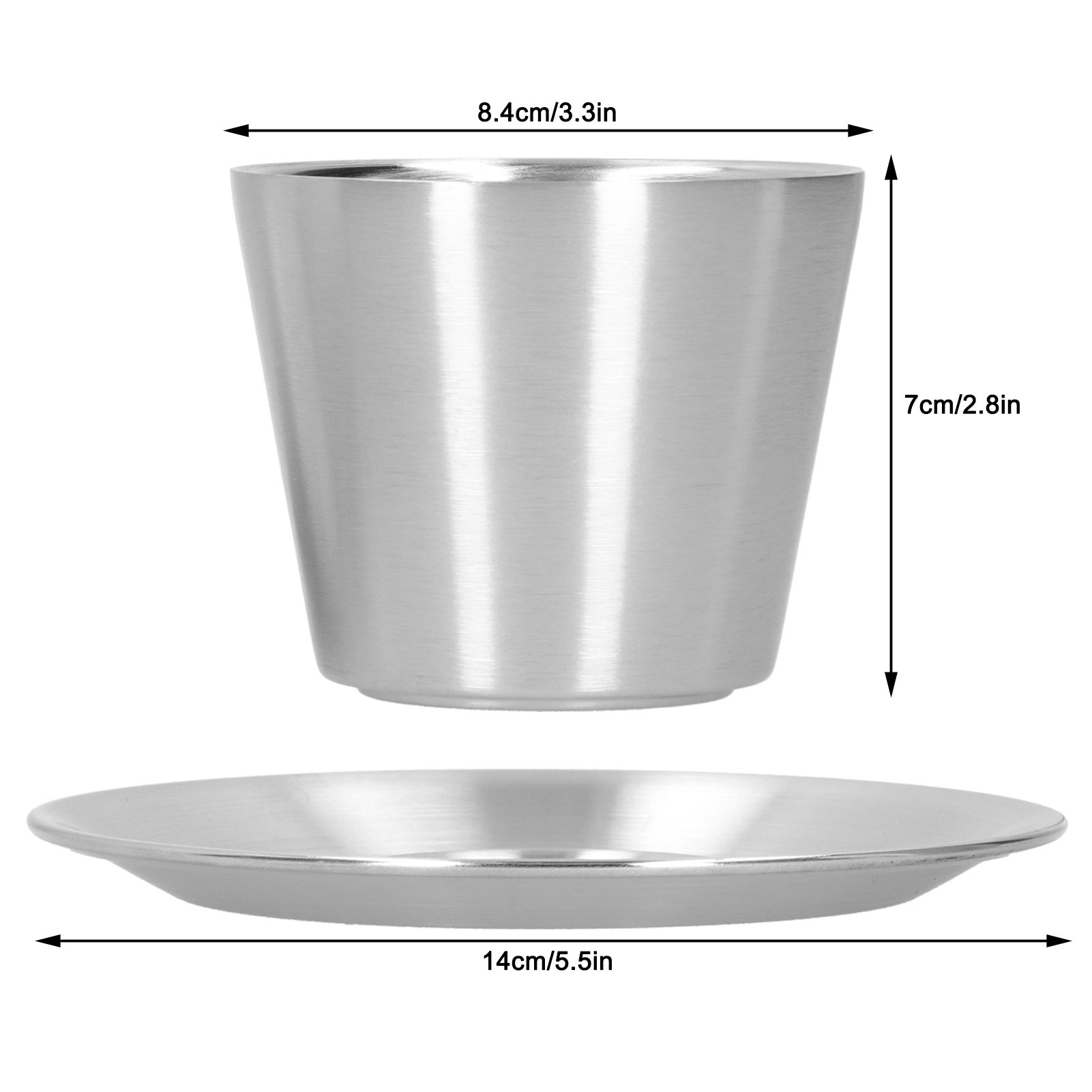 Stainless Steel Coffee Cup Set Double Walled Coffee Mug with Saucer Tea Mug view 14