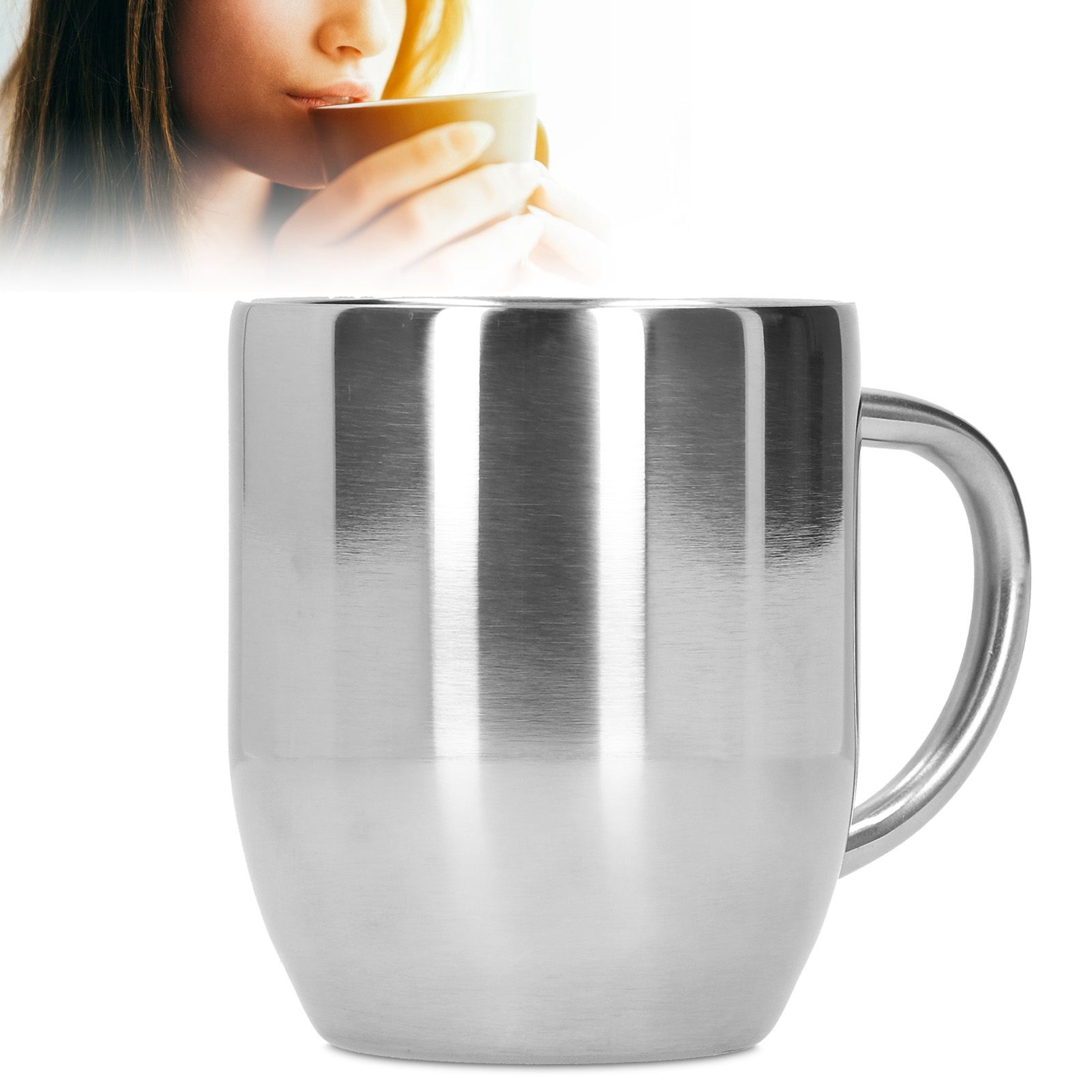 304 Stainless Steel DoubleLayer Coffee Cup Thickening Handle Mark Cup 350ml view 10