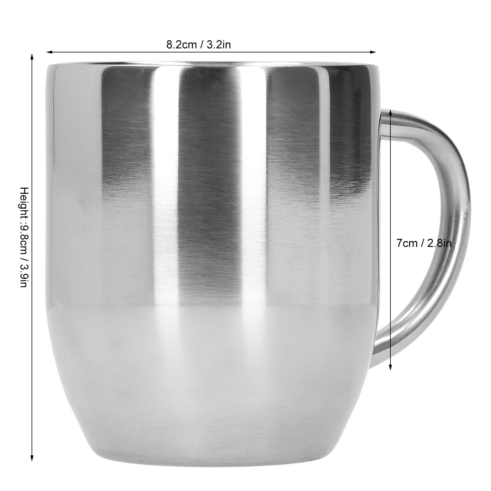 304 Stainless Steel DoubleLayer Coffee Cup Thickening Handle Mark Cup 350ml view 12