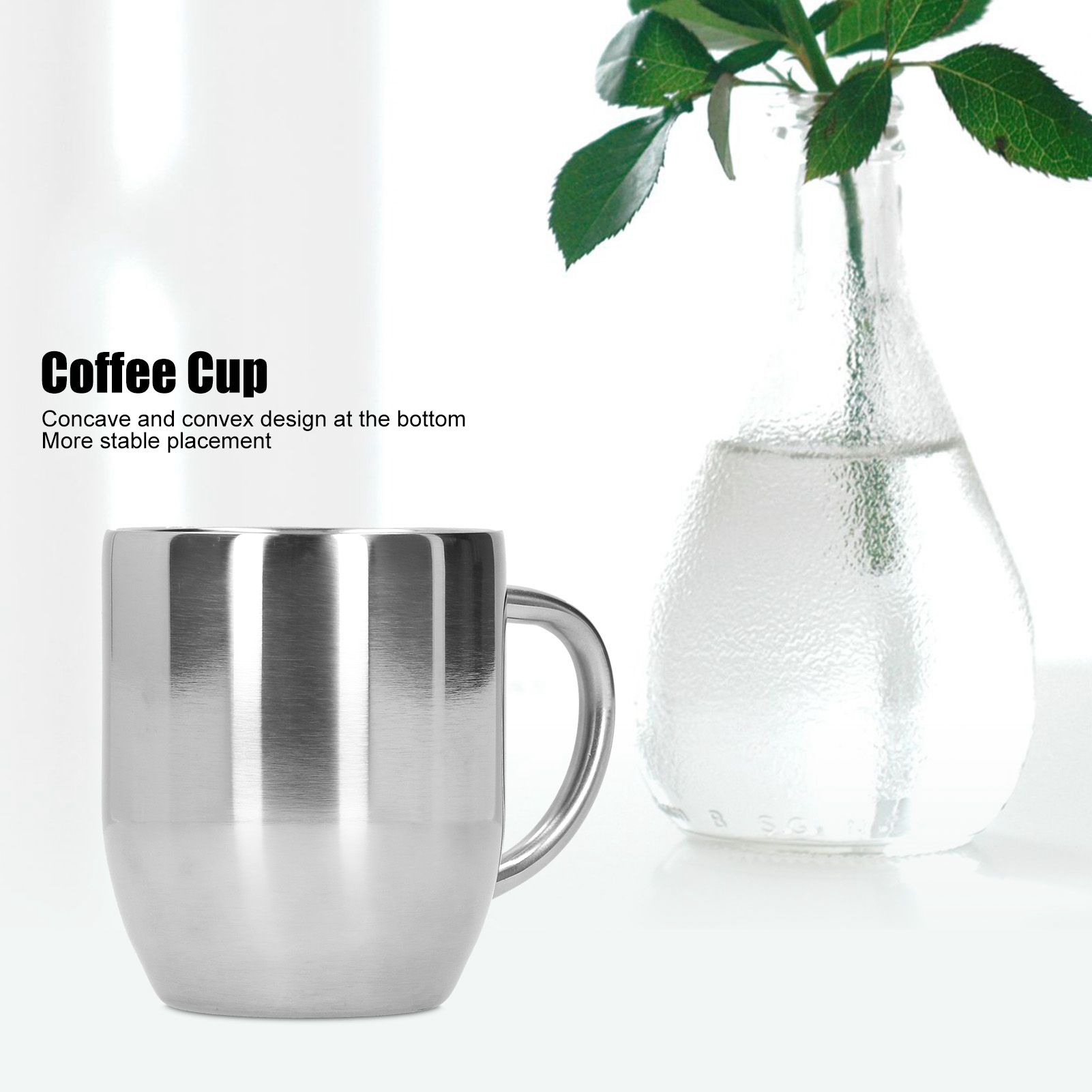 304 Stainless Steel DoubleLayer Coffee Cup Thickening Handle Mark Cup 350ml view 13