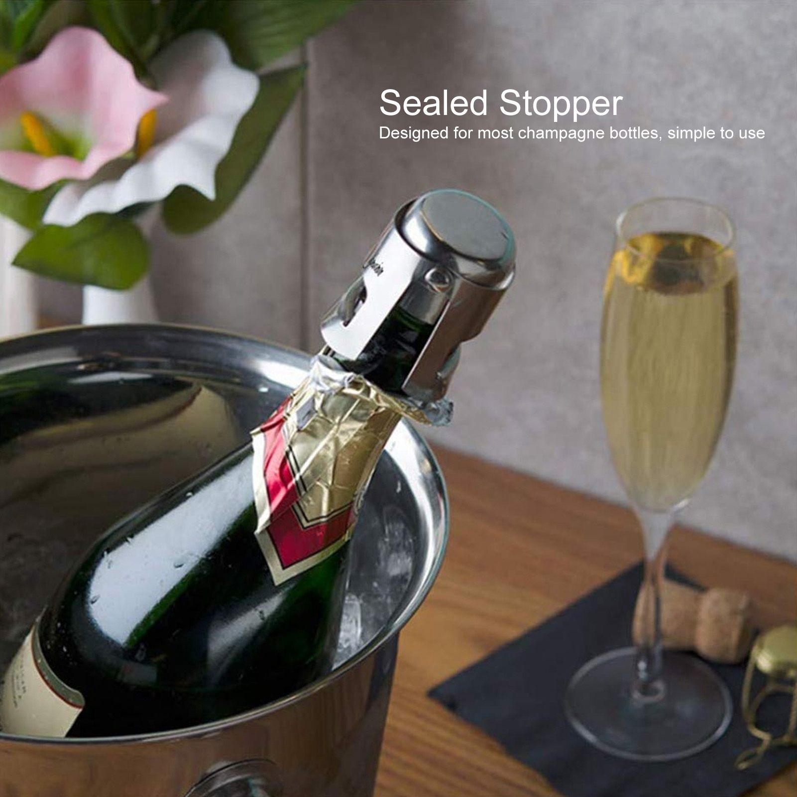 Champagne Bottle Stopper Stainless Steel Sealer Plug Accessory Bar Kitchen view 15
