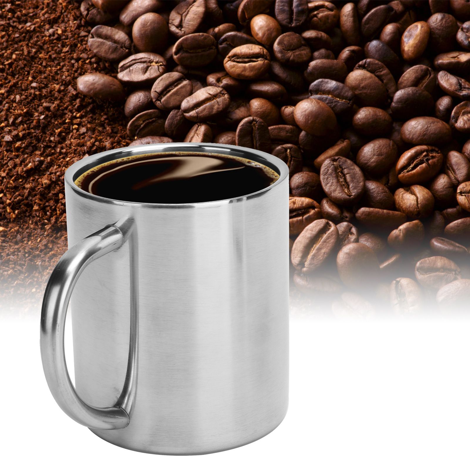 Mug Cup 304 Stainless Steel Sanding Mirror Finish Portable Coffee Cup with view 10