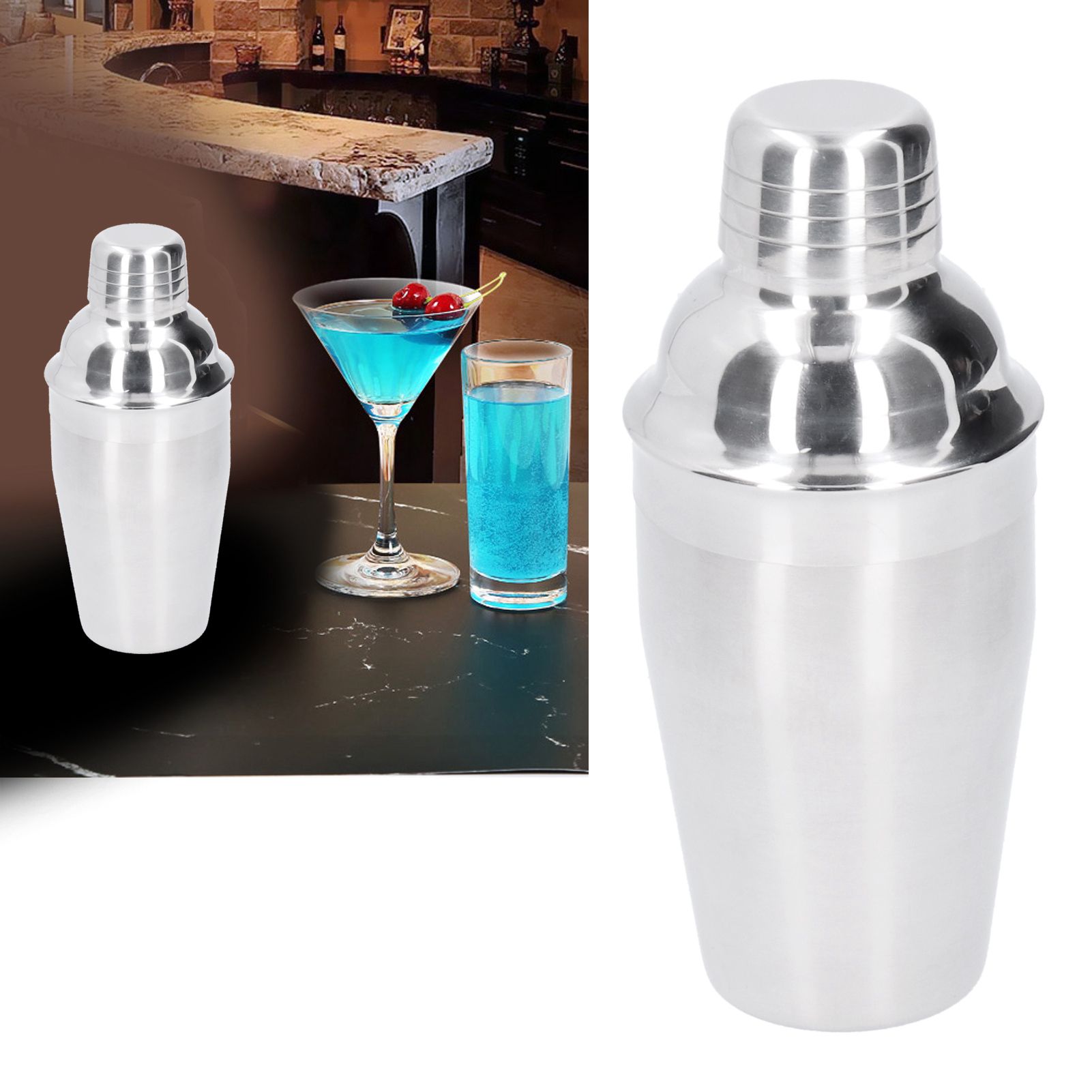 350ml Cocktail Shaker Stainless Steel Wine Drink Mixing Glasses Barware view 9