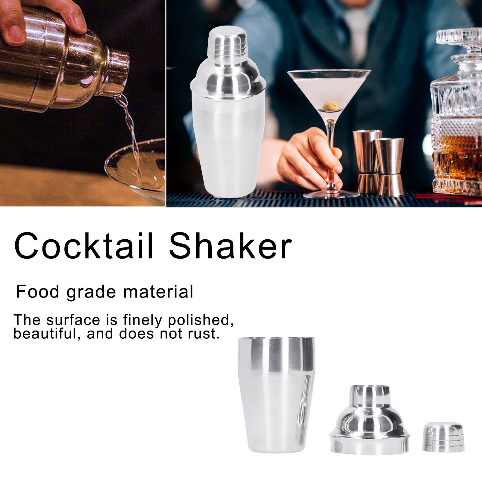 350ml Cocktail Shaker Stainless Steel Wine Drink Mixing Glasses Barware view 12