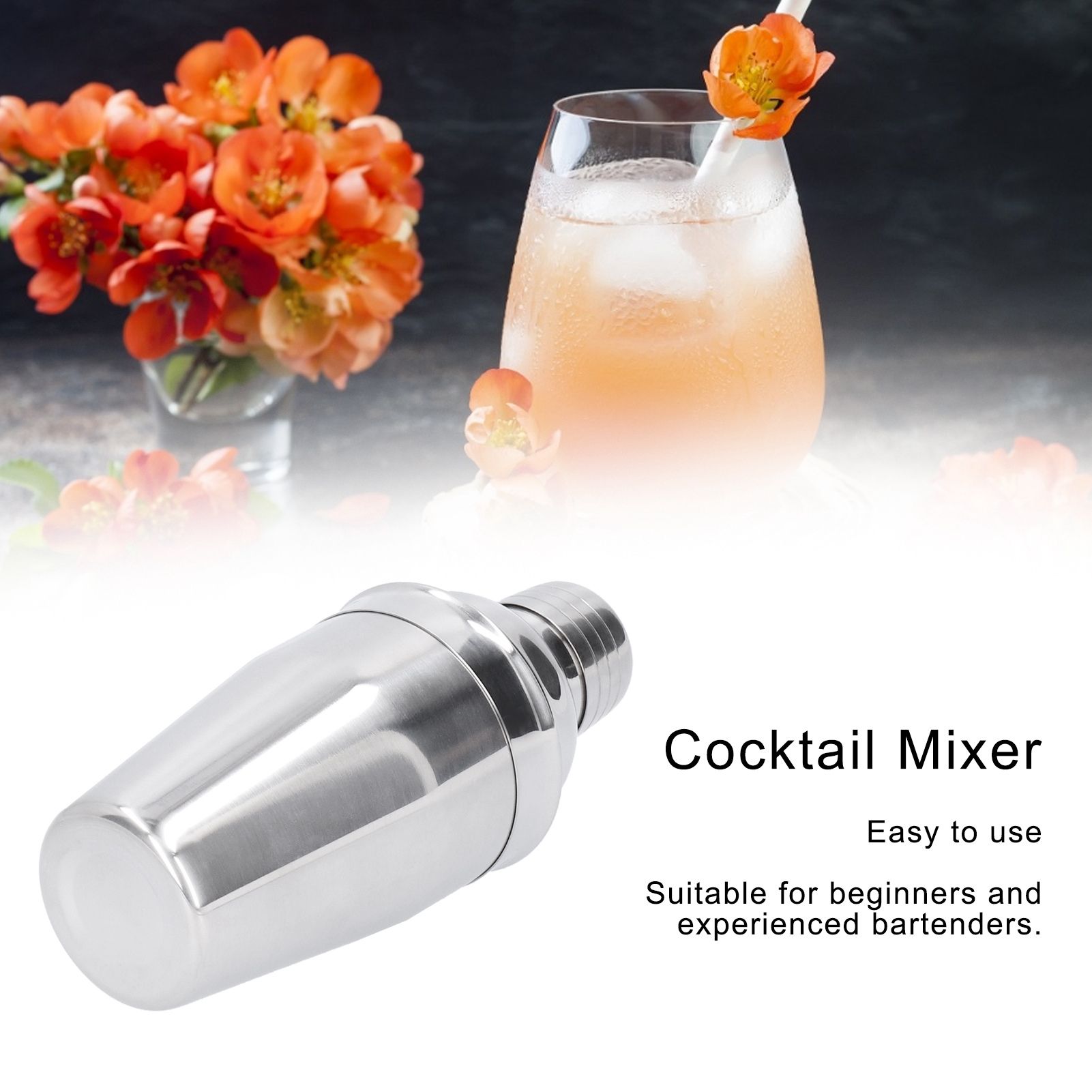 350ml Cocktail Shaker Stainless Steel Wine Drink Mixing Glasses Barware view 13
