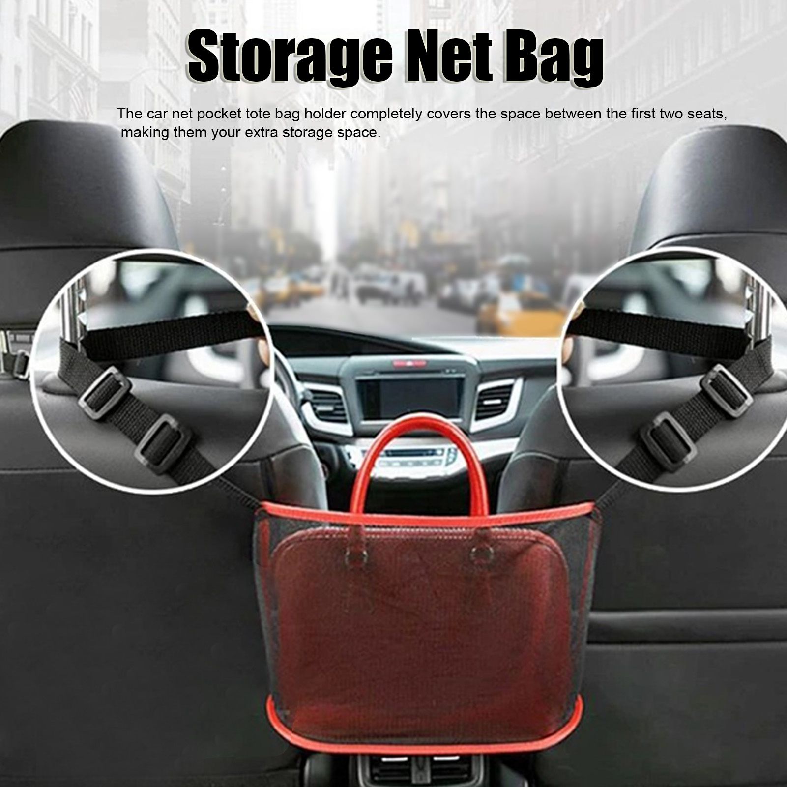 Car Net Pocket Handbag Holder Auto Chair Back Folding Hanging Mesh Organizer view 13