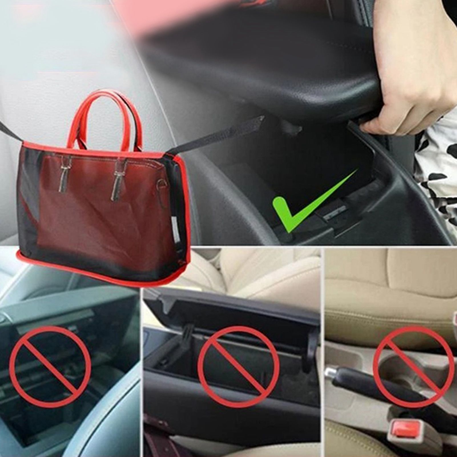 Car Net Pocket Handbag Holder Auto Chair Back Folding Hanging Mesh Organizer view 14