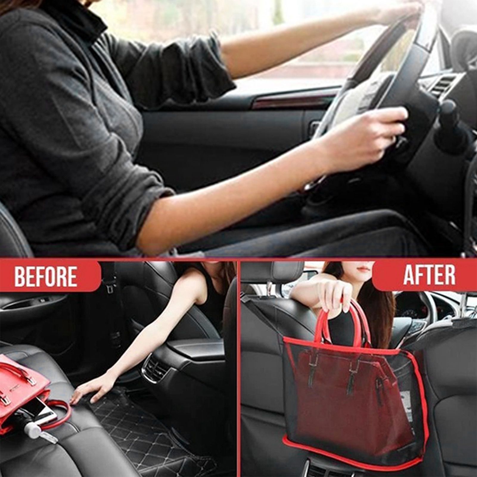 Car Net Pocket Handbag Holder Auto Chair Back Folding Hanging Mesh Organizer view 15