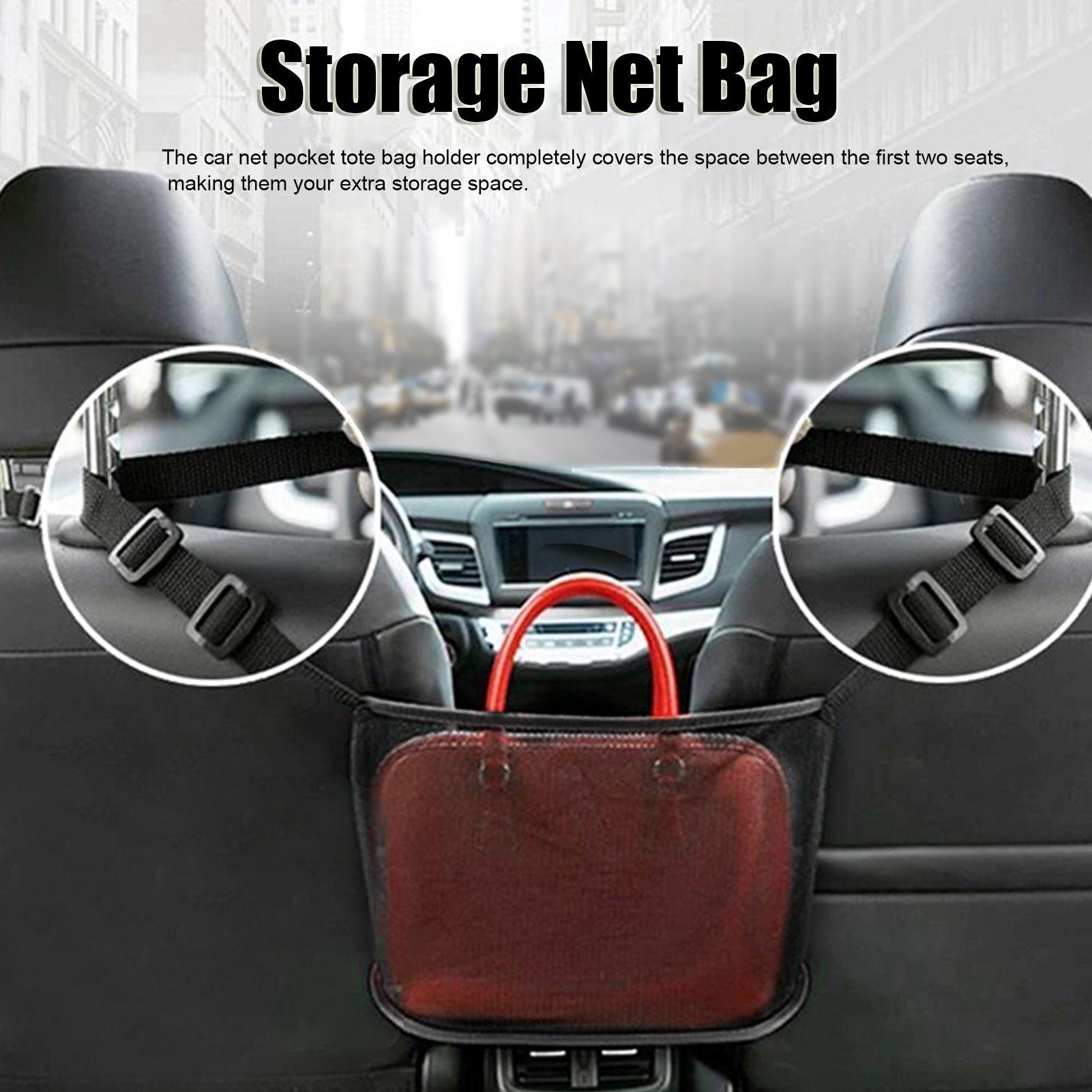Car Net Pocket Handbag Holder Auto Chair Back Folding Hanging Mesh Organizer view 13