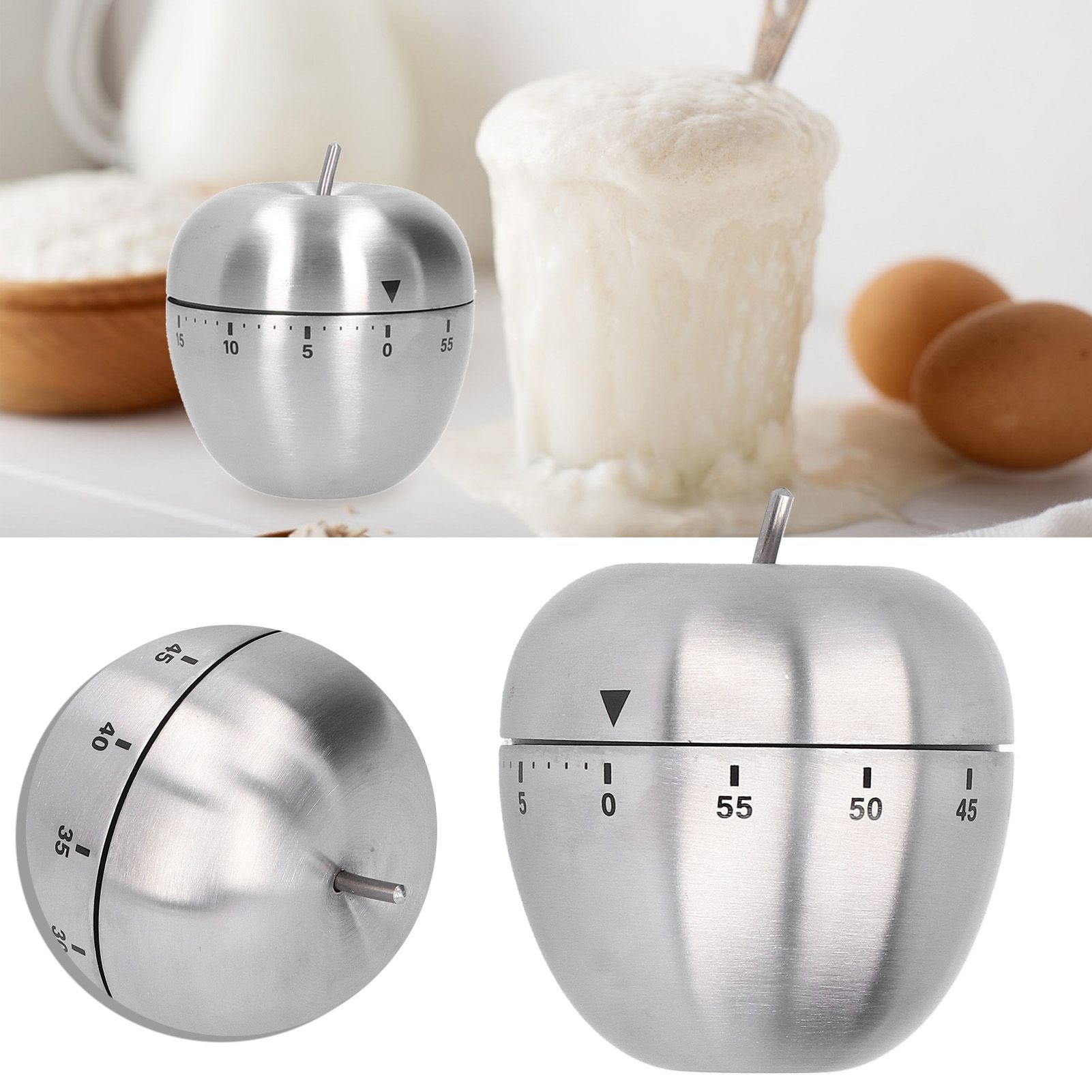 Apple Shaped Timer Stainless Steel Mechanical Cooking Countdown Alarm Timer view 10