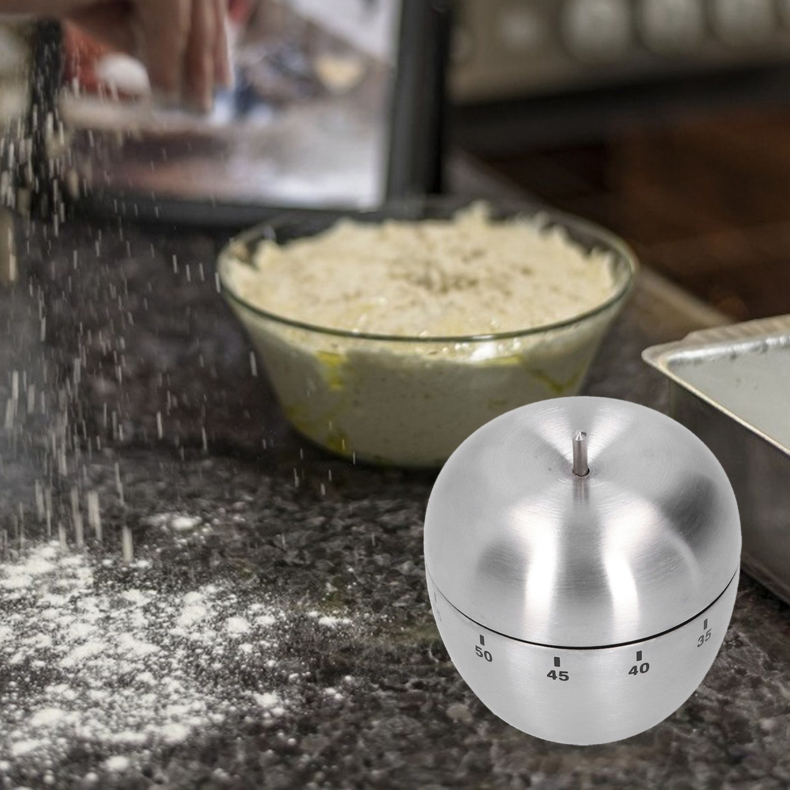 Apple Shaped Timer Stainless Steel Mechanical Cooking Countdown Alarm Timer view 14
