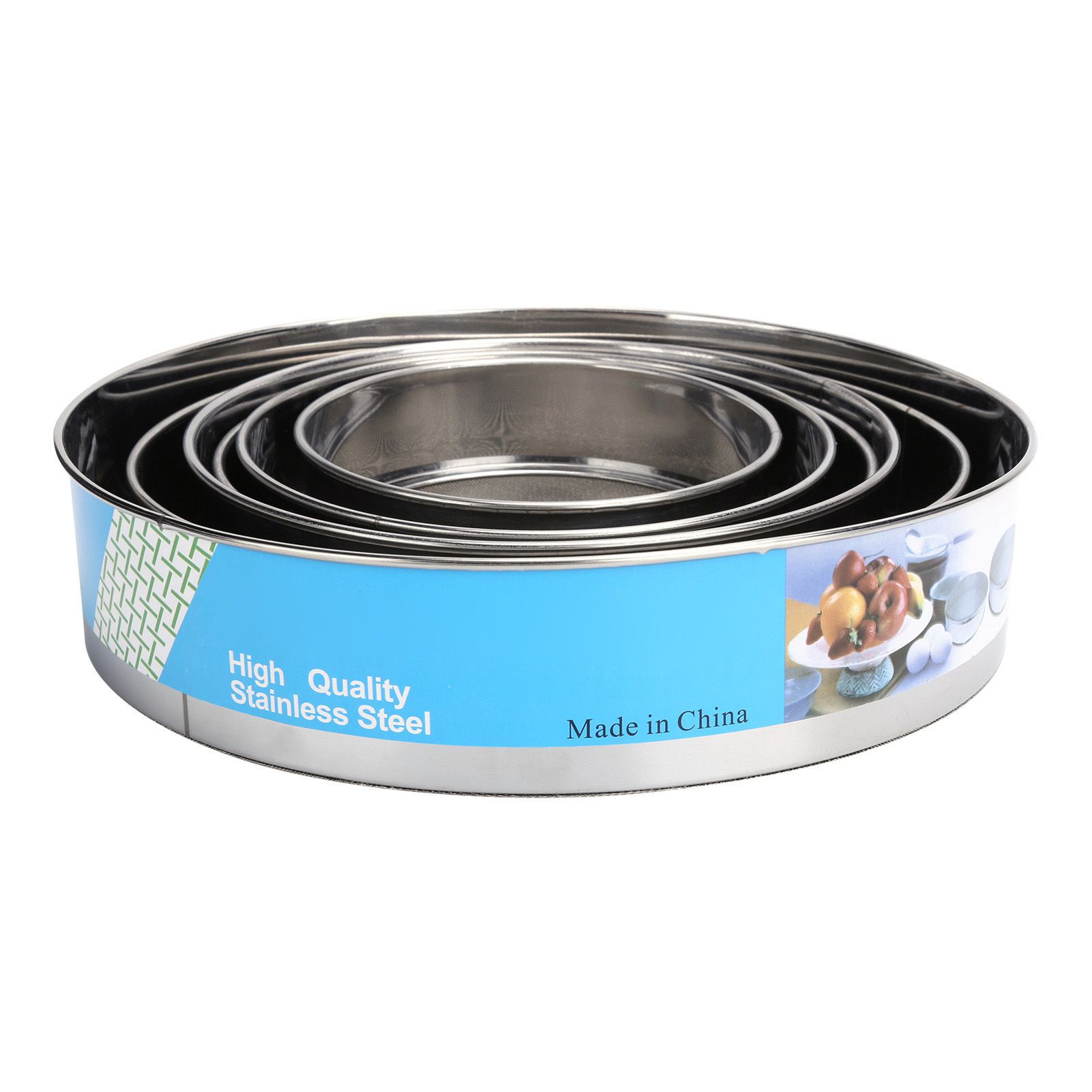 6PCS Stainless Steel Fine Mesh Flour Sieve Set Round Shape Flour Filter