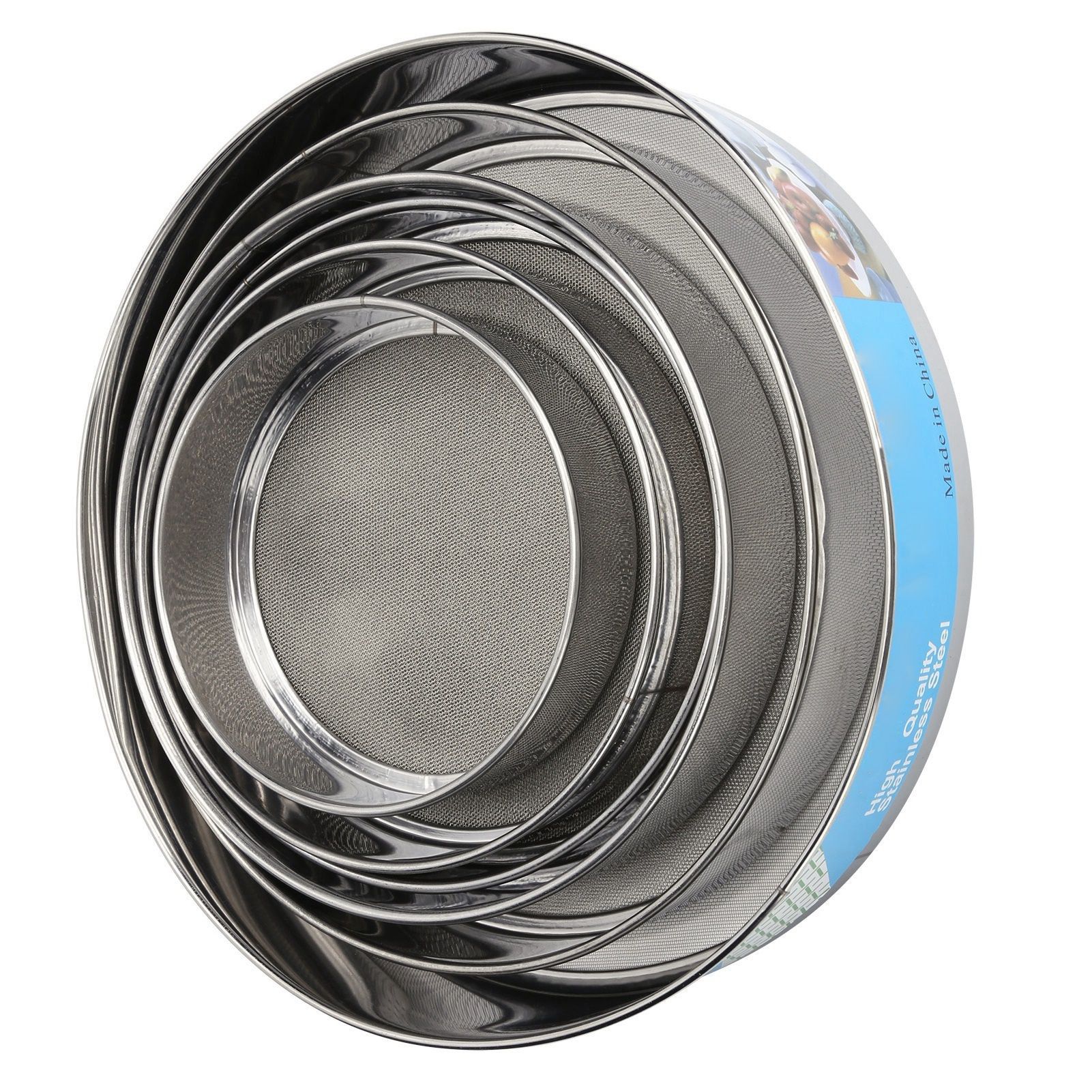 6PCS Stainless Steel Fine Mesh Flour Sieve Set Round Shape Flour Filter view 2
