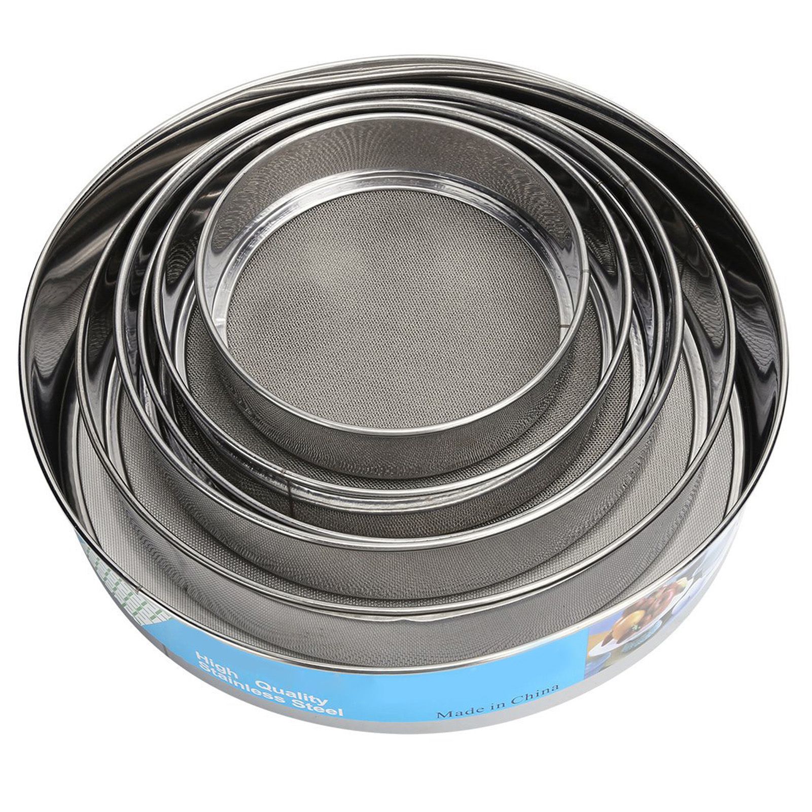 6PCS Stainless Steel Fine Mesh Flour Sieve Set Round Shape Flour Filter view 3