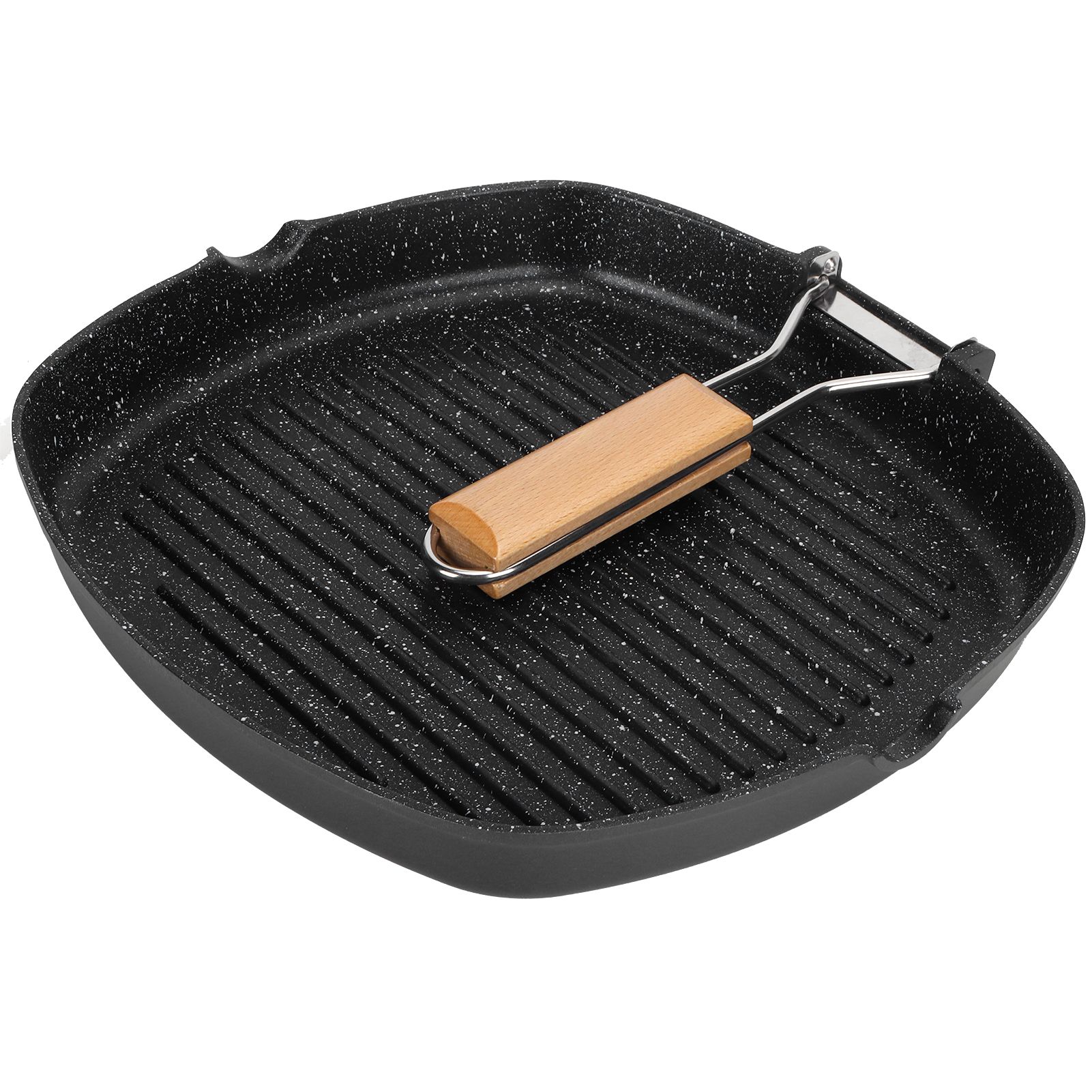 NonStick Practical Frying Pan Steak Skillet BBQ with Foldable Handle Kitchen view 2