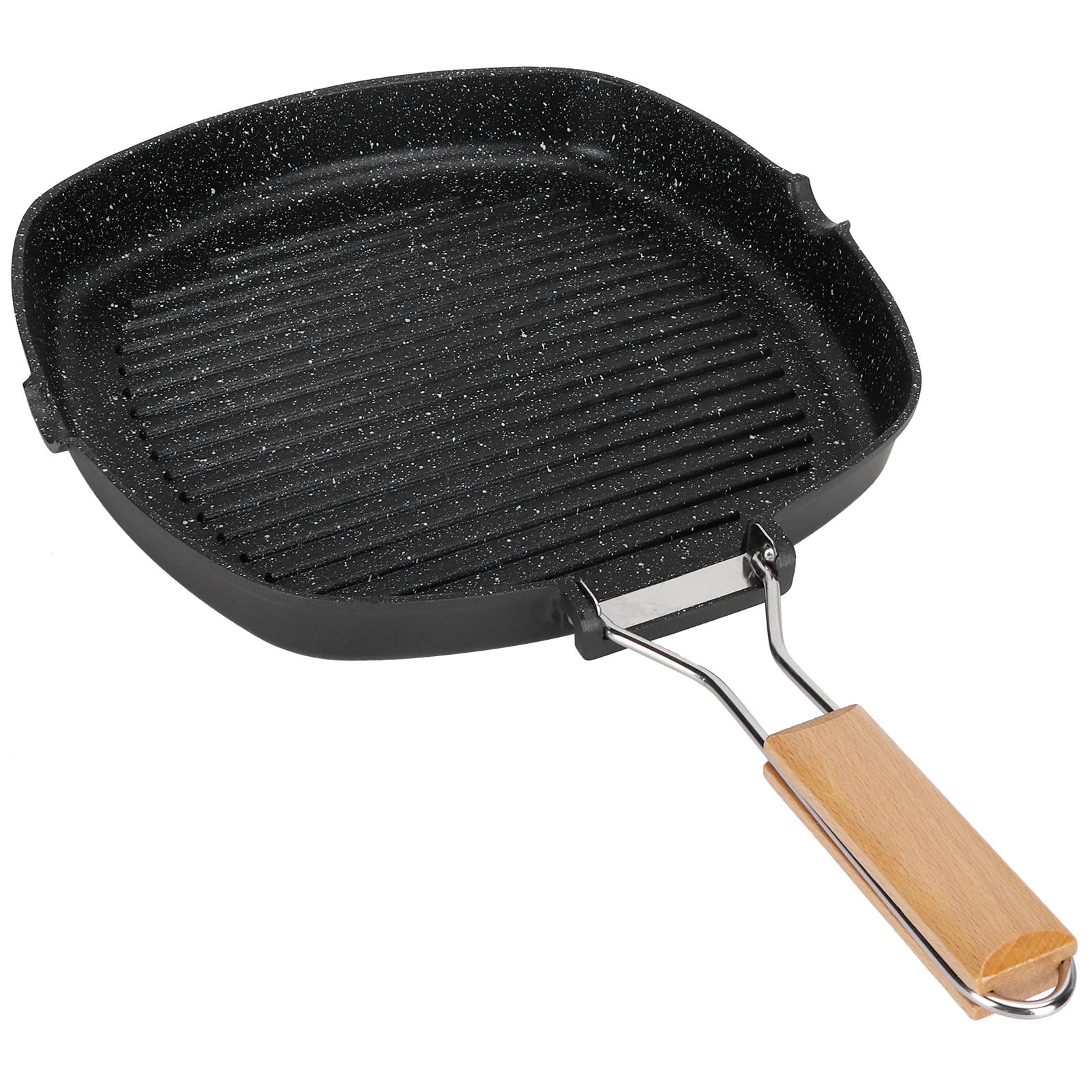 NonStick Practical Frying Pan Steak Skillet BBQ with Foldable Handle Kitchen view 4
