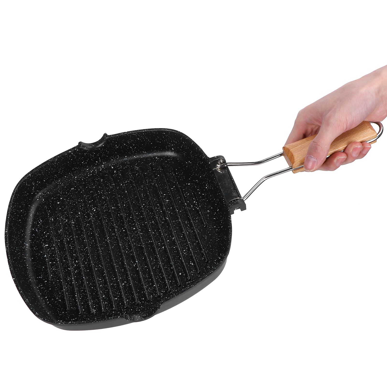NonStick Practical Frying Pan Steak Skillet BBQ with Foldable Handle Kitchen view 7