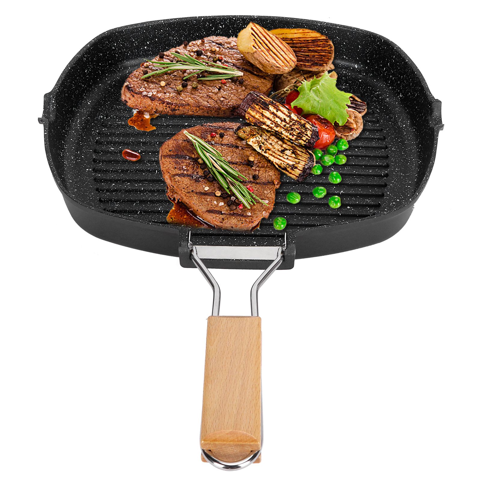 NonStick Practical Frying Pan Steak Skillet BBQ with Foldable Handle Kitchen view 10