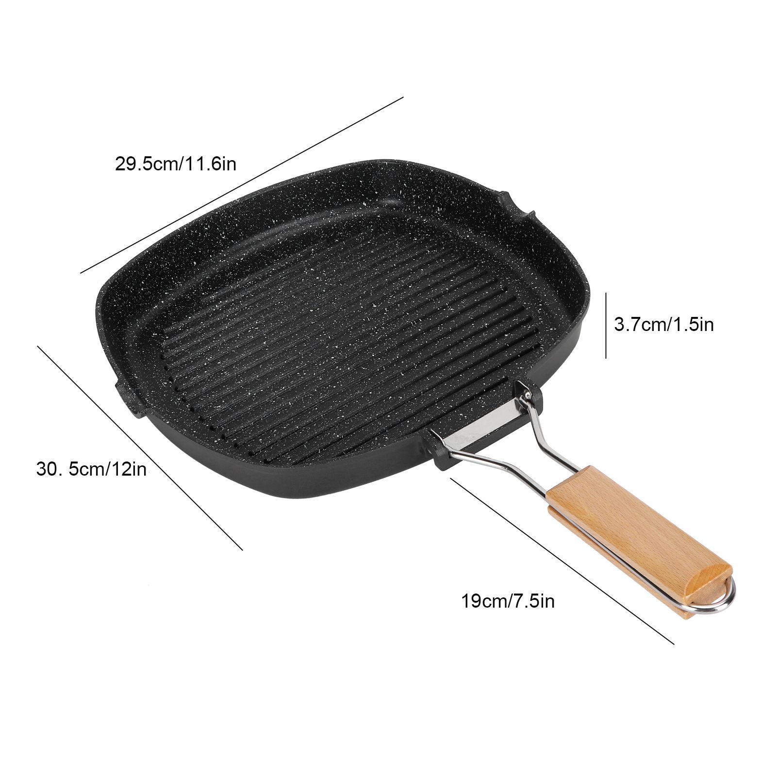 NonStick Practical Frying Pan Steak Skillet BBQ with Foldable Handle Kitchen view 14