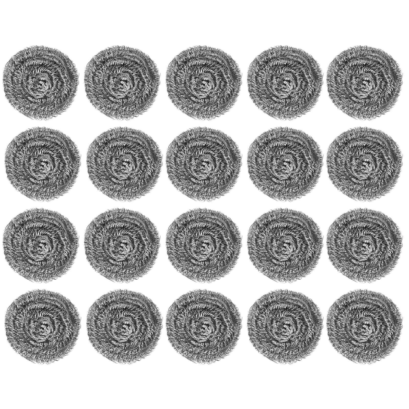 20Pcs Stainless Steel Scrubber Steel Wire Ball Dish Bowl Pot Scouring Brush