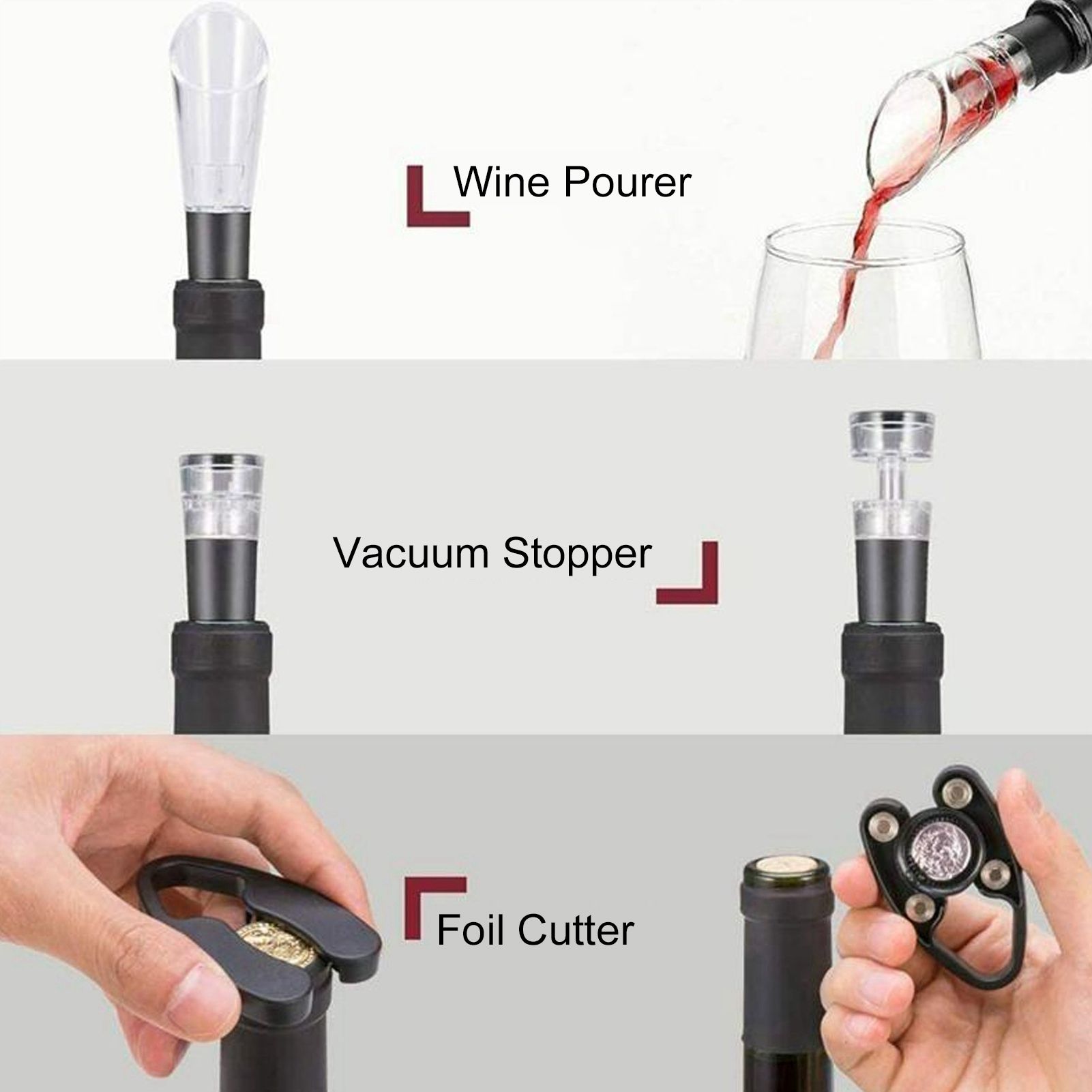 Electric Wine Bottle Opener Automatic Corkscrew W/Foil Cutter Pourer Vacuum view 13