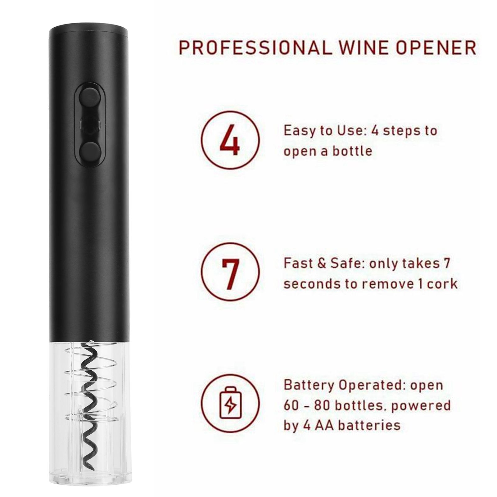 Electric Wine Bottle Opener Automatic Corkscrew W/Foil Cutter Pourer Vacuum view 14