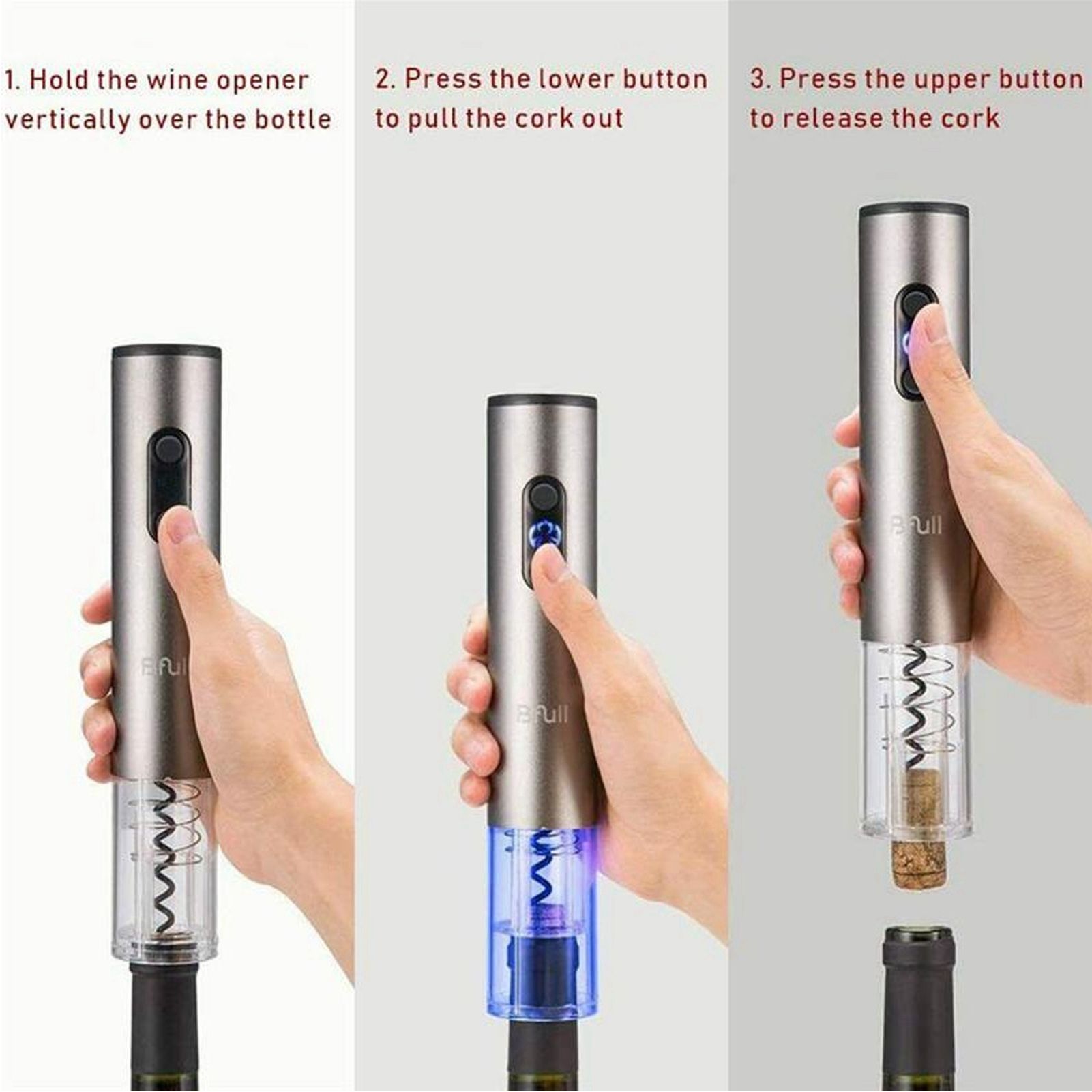 Electric Wine Bottle Opener Automatic Corkscrew W/Foil Cutter Pourer Vacuum view 15