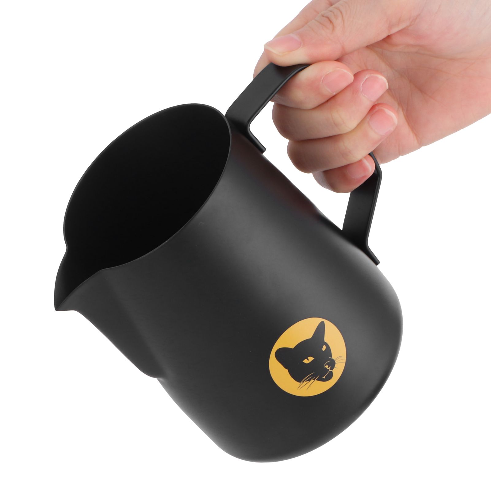 600ml Coffee Cup Mug Multipurpose 304 Stainless Steel Milk Frothing Pitcher Black view 6