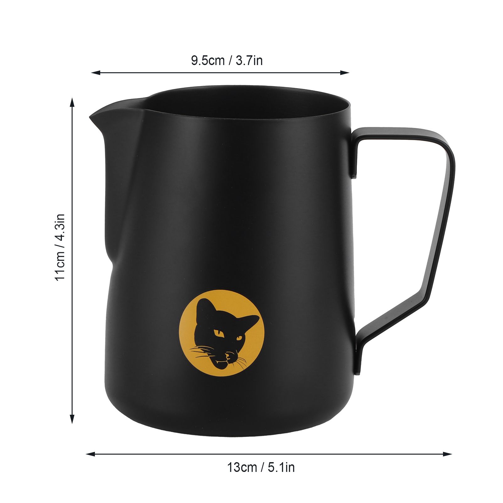 600ml Coffee Cup Mug Multipurpose 304 Stainless Steel Milk Frothing Pitcher Black view 14