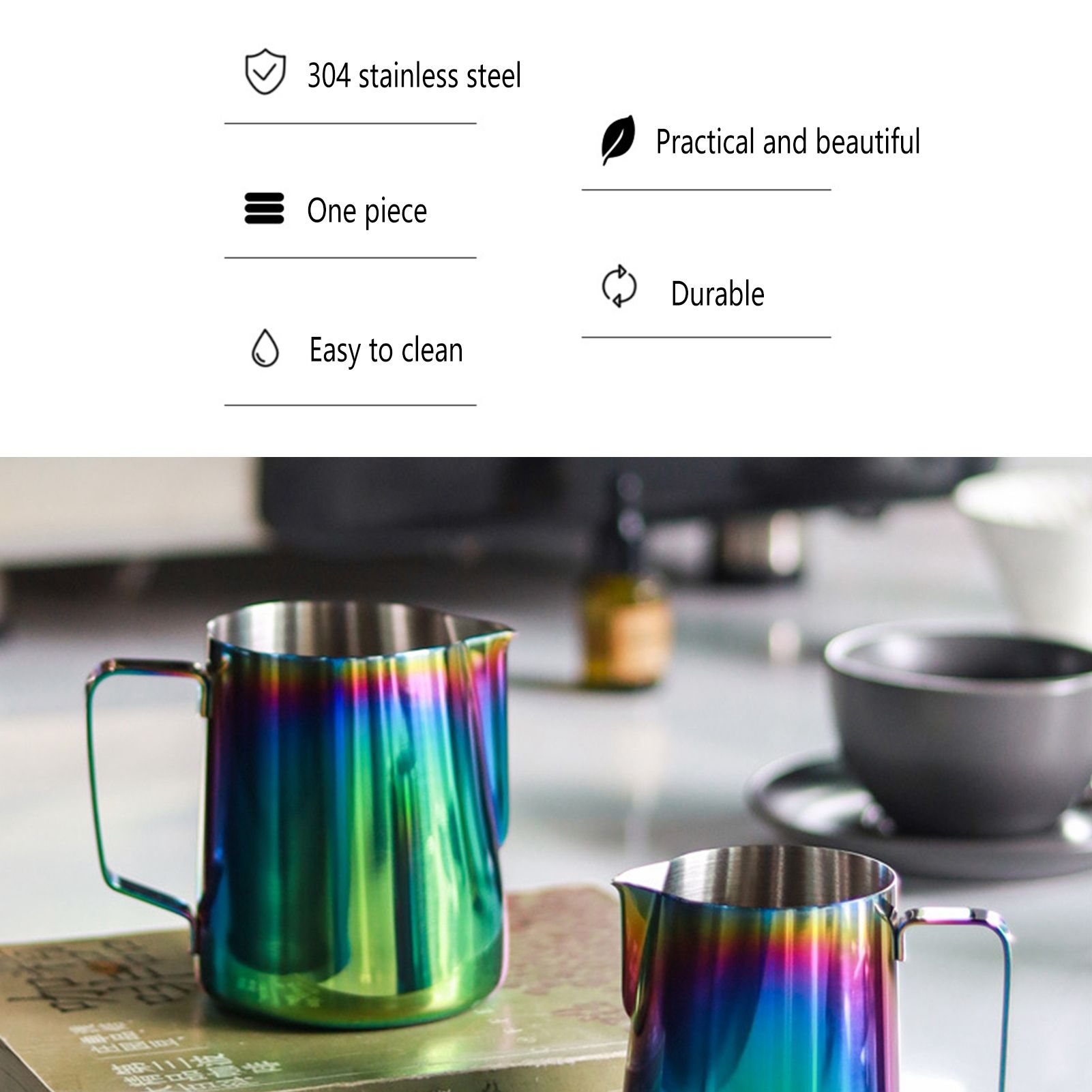 350ml Coffee Pitcher Latte Art Making Cup Colorful Milk Frothing Pitcher with view 15