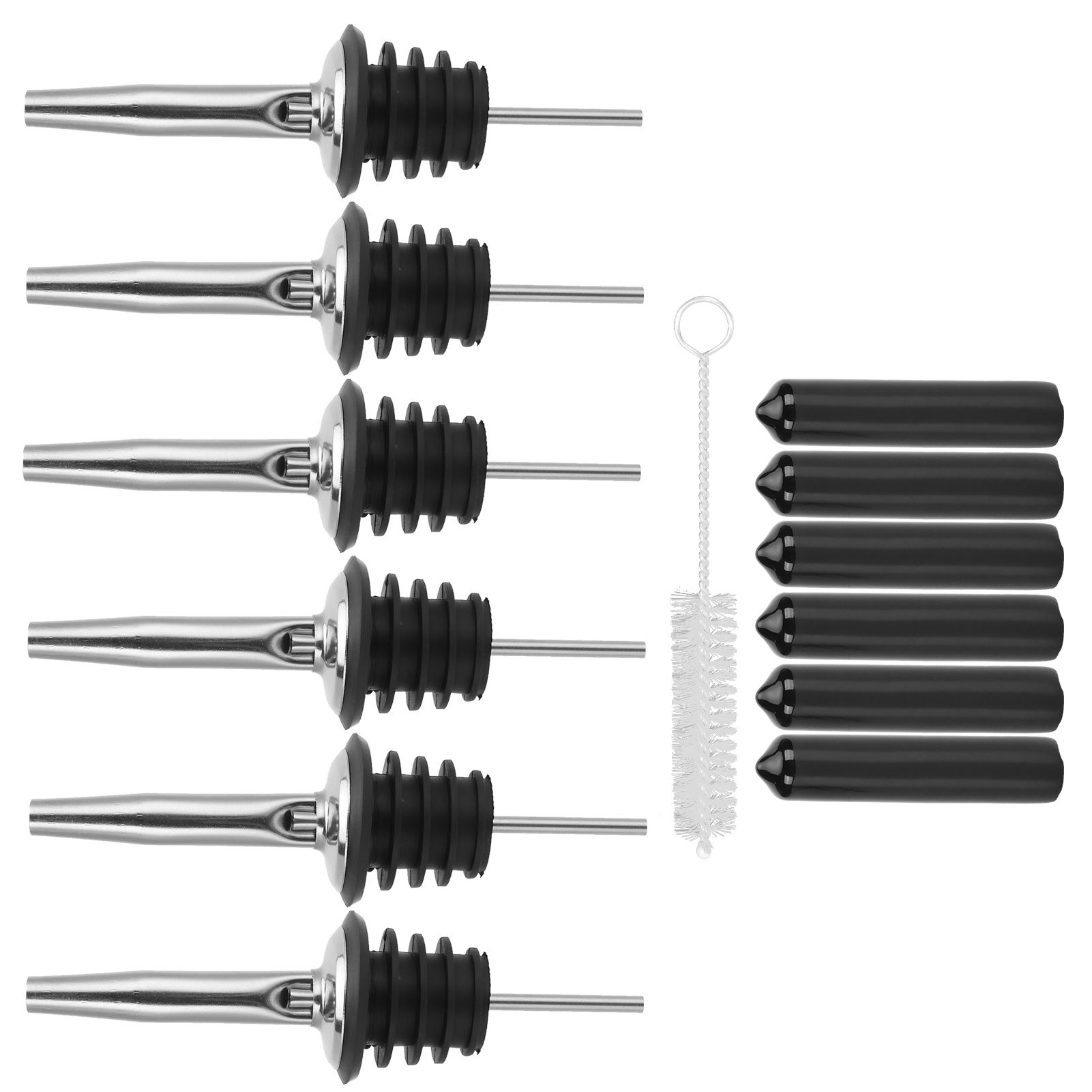 Stainless Steel Pourer Silicone Classic Bottle Pour Liquor Dust Cap Brush Wine view 3