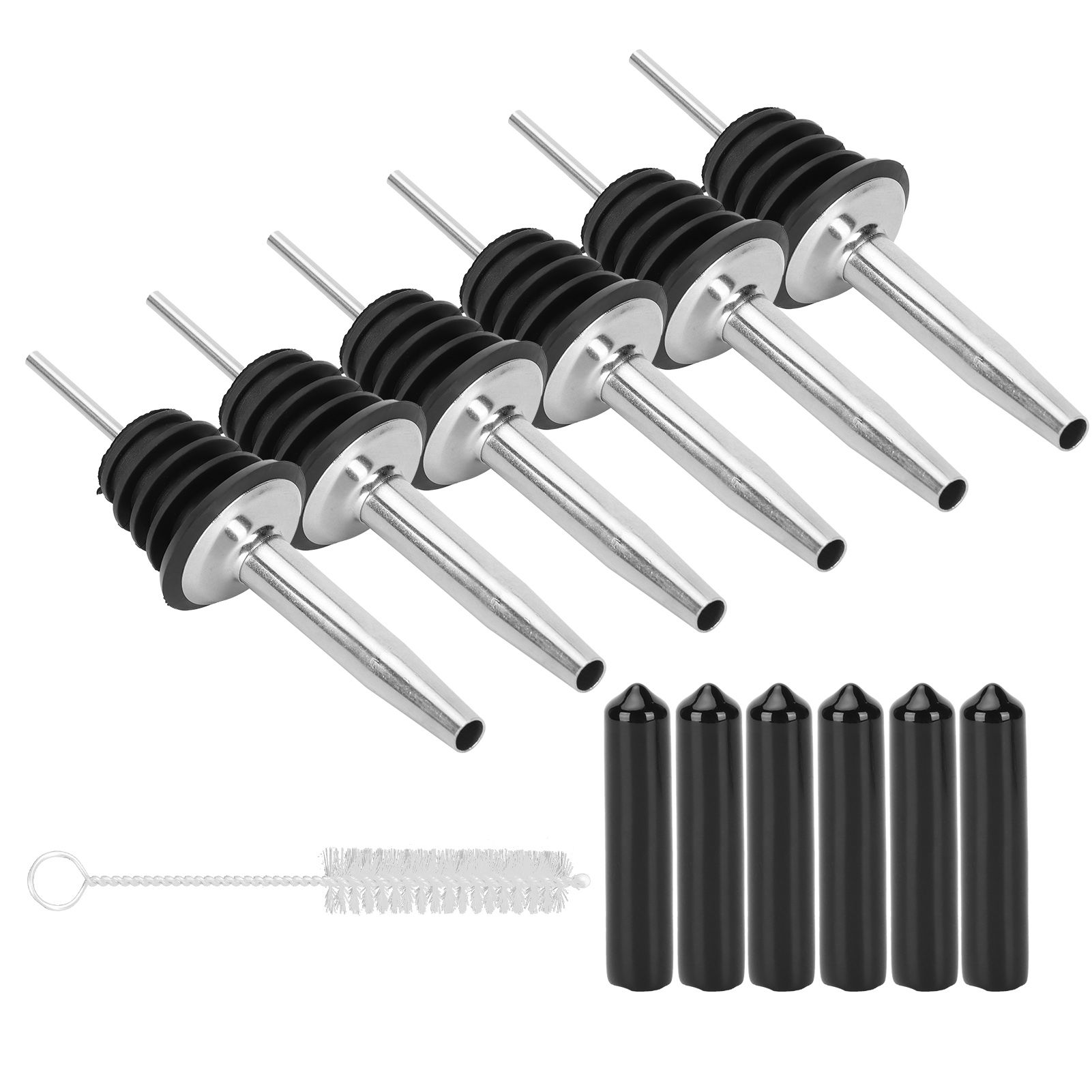 Stainless Steel Pourer Silicone Classic Bottle Pour Liquor Dust Cap Brush Wine view 6