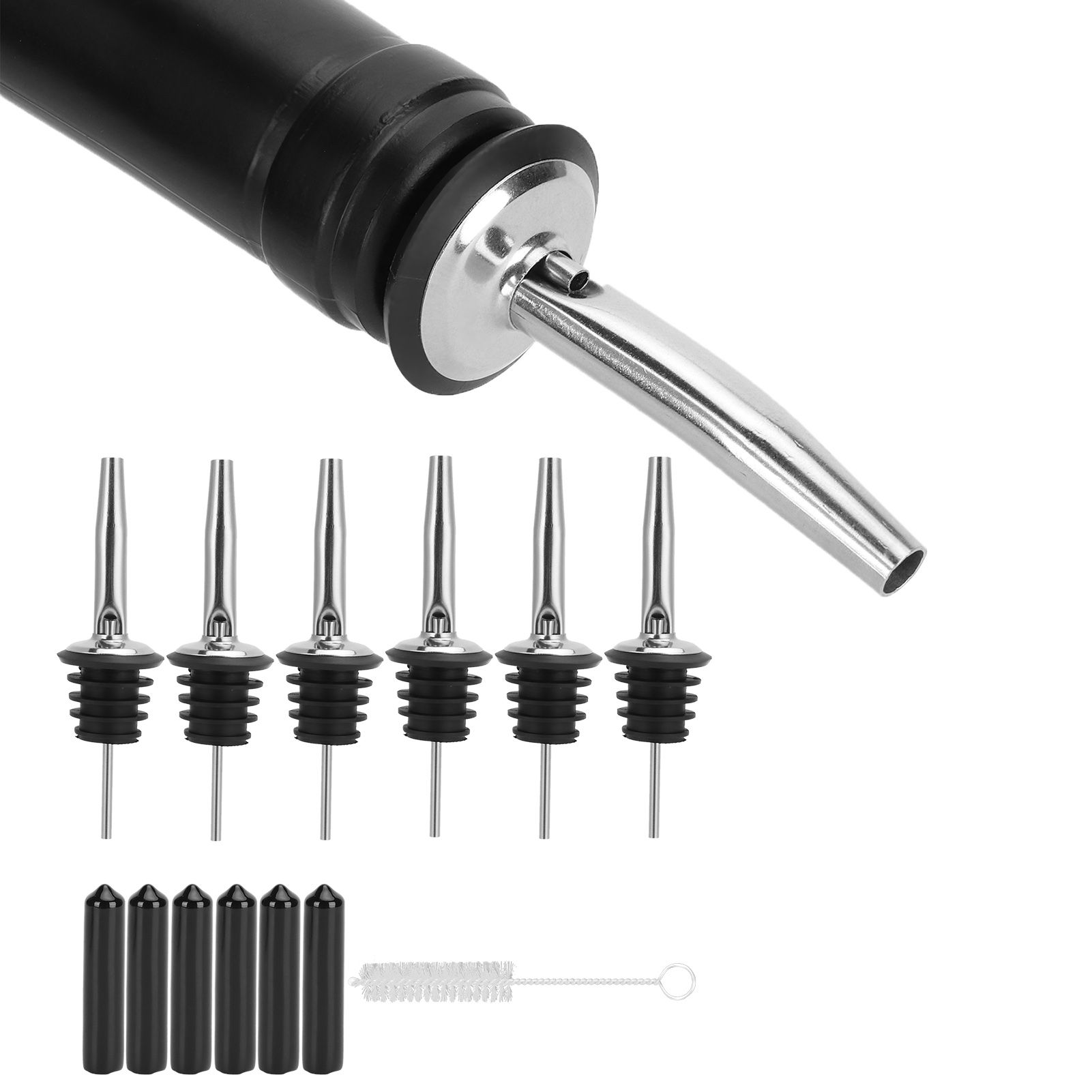 Stainless Steel Pourer Silicone Classic Bottle Pour Liquor Dust Cap Brush Wine view 10