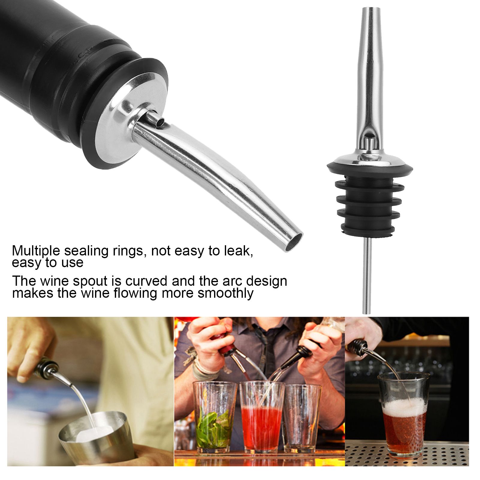 Stainless Steel Pourer Silicone Classic Bottle Pour Liquor Dust Cap Brush Wine view 15