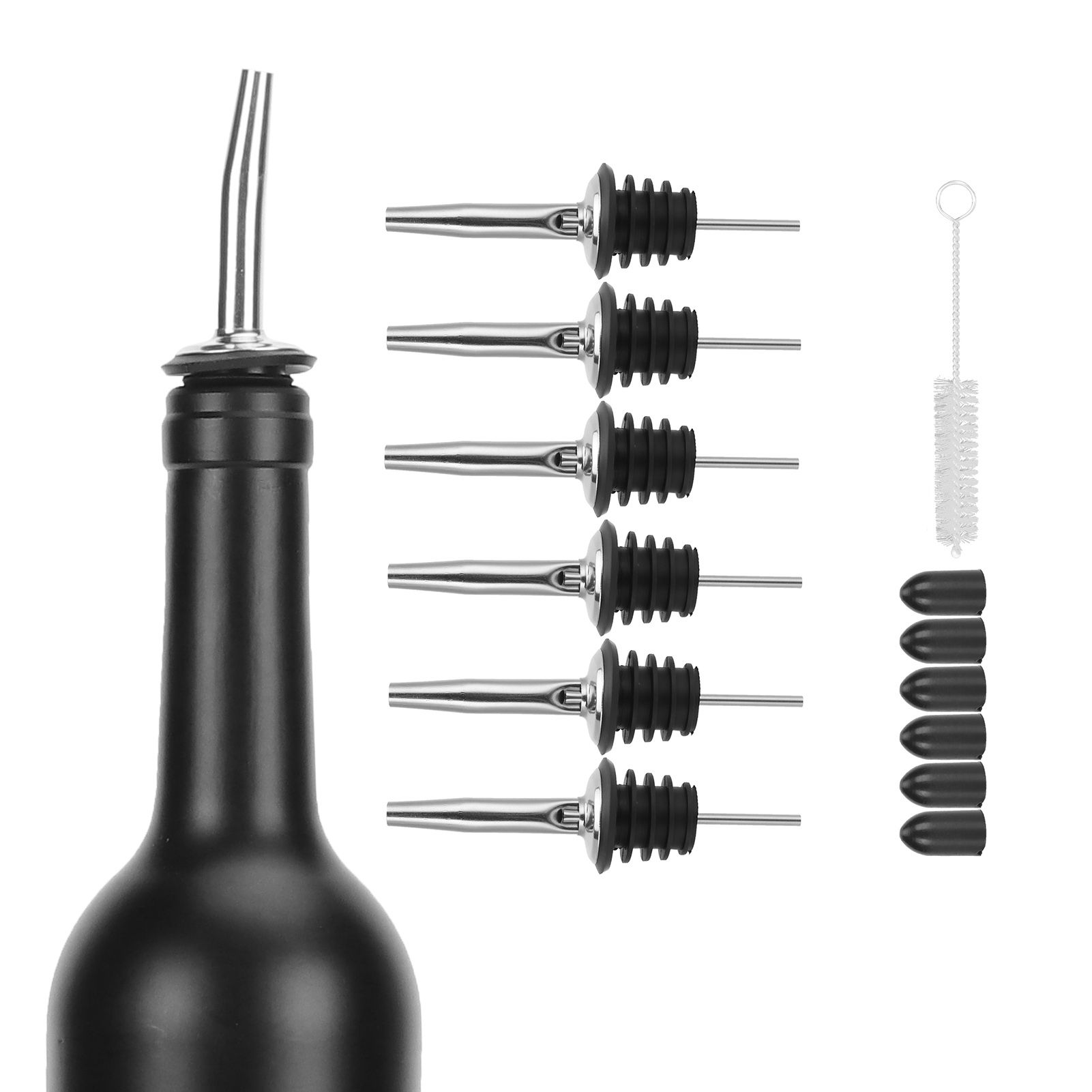 Wine Pourer Bottle Dispenser Spout Cone Nozzle W/Silicone Dust Cap 304 view 9