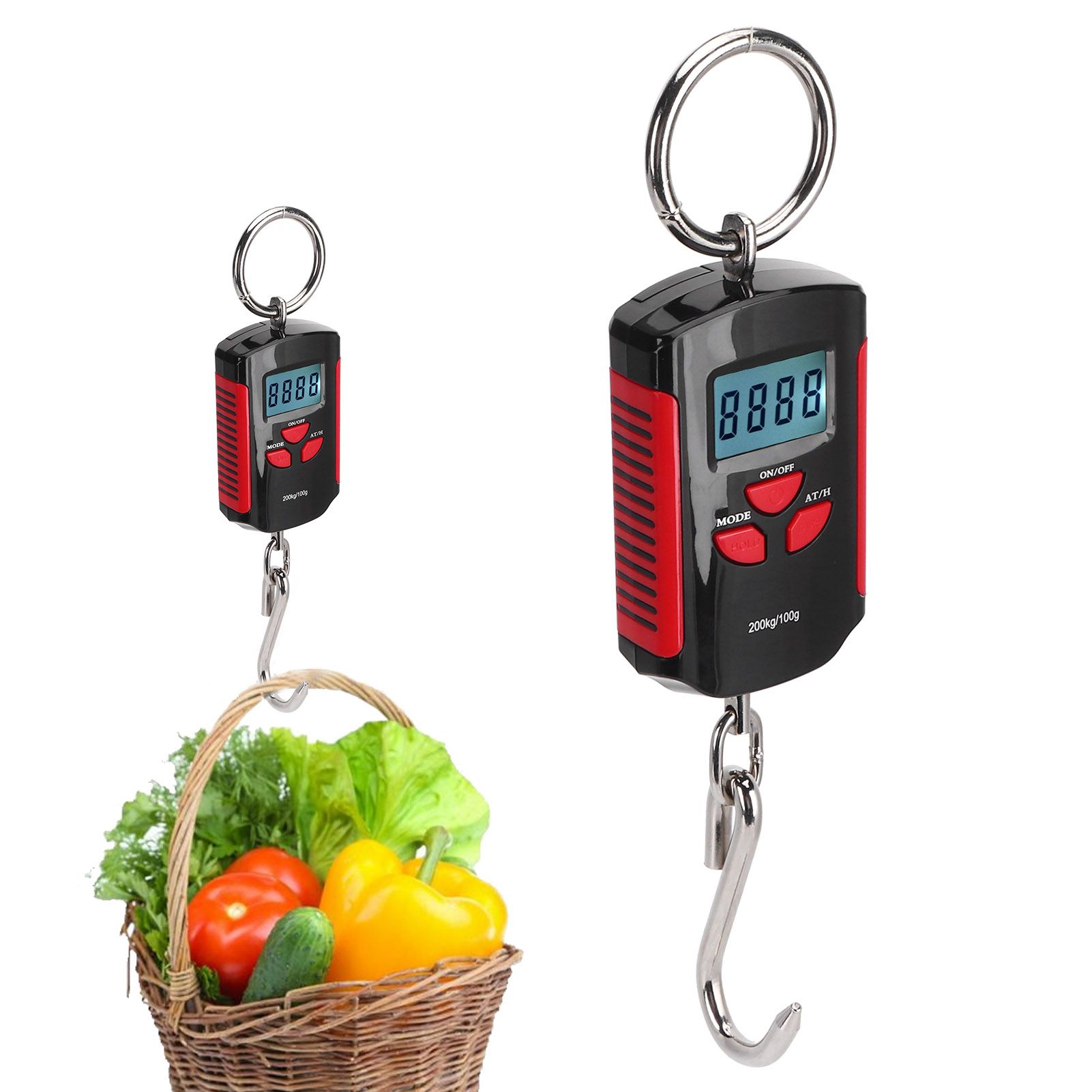 Portable Electronic Hanging Scale Digital LCD Backlit Display kg/lb/JIN 200KG view 9