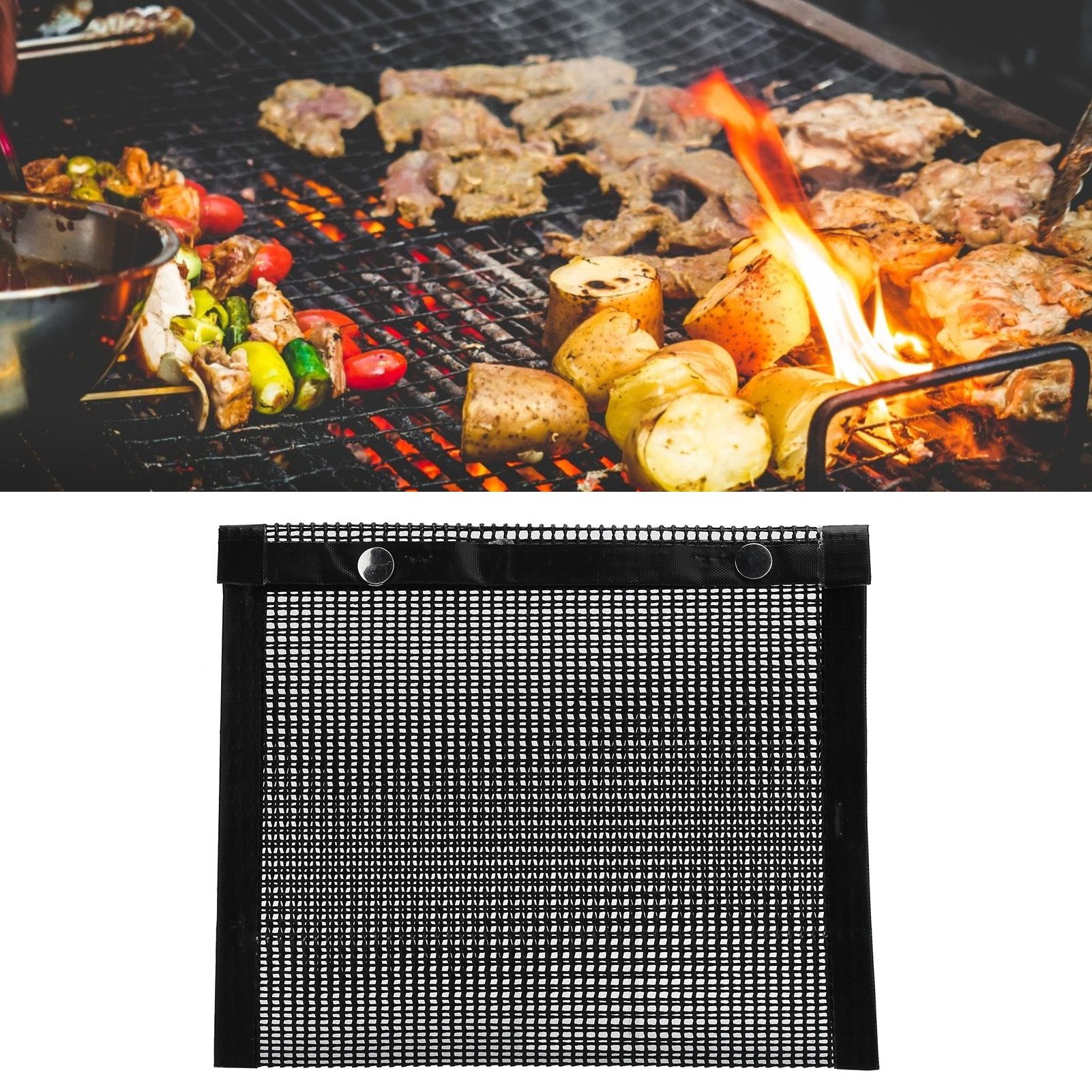 BBQ Grill Mesh Bag Non Stick High Temperature Resistance Grilling PTFE Bag for view 10