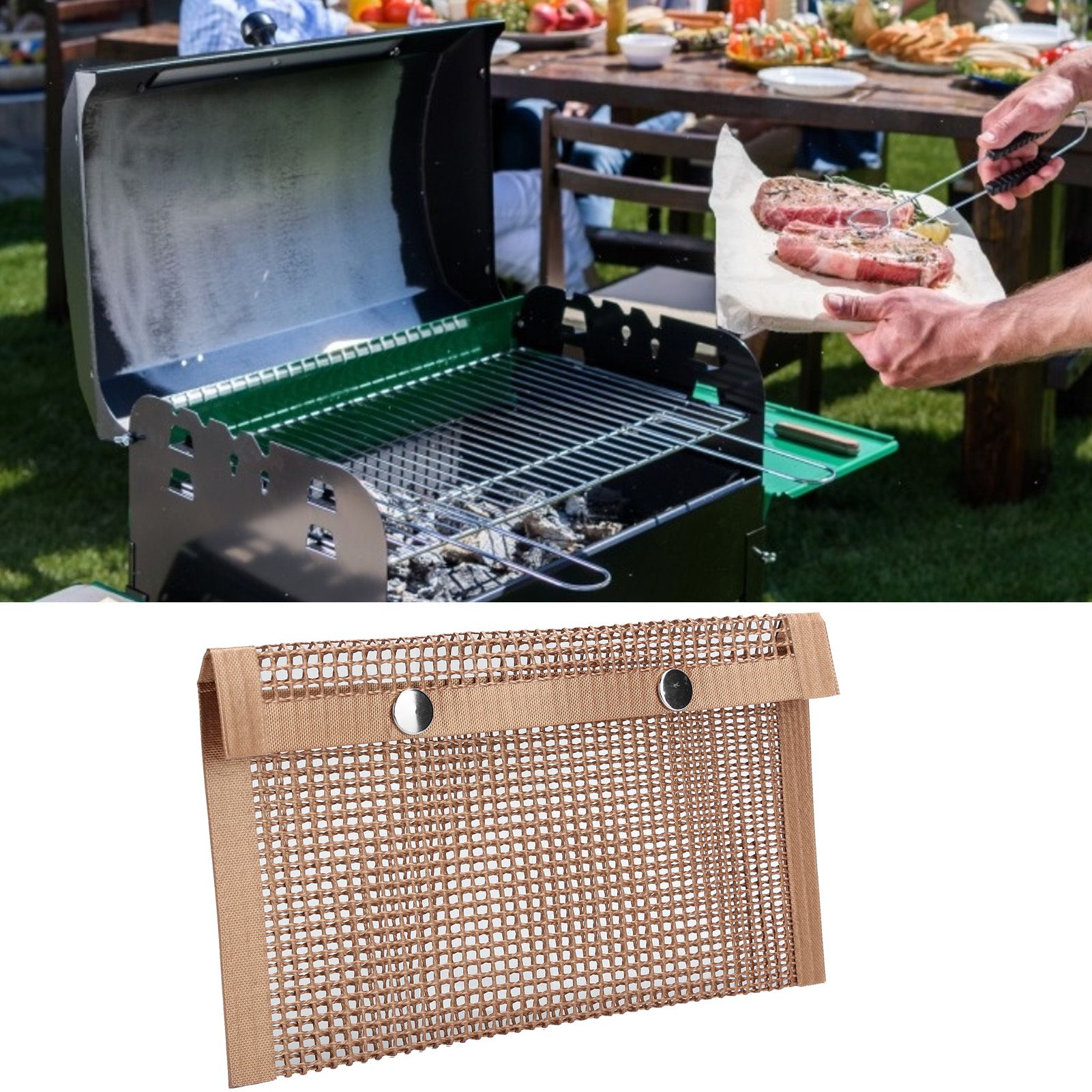Non‑Stick Barbecue Baking Grilling PTFE Bag Heat‑Resistant Reusable Mesh for view 9
