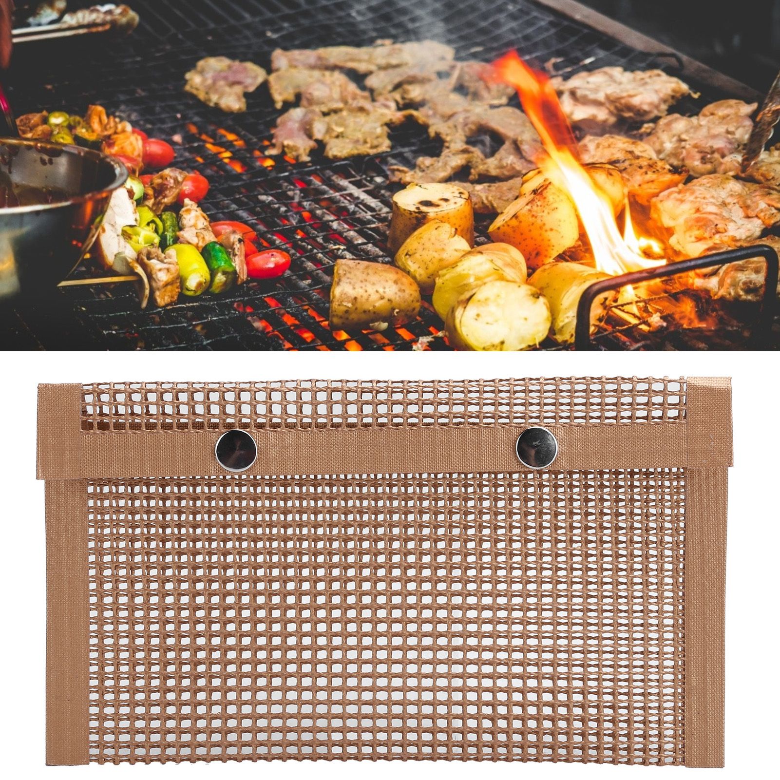 Non‑Stick Barbecue Baking Grilling PTFE Bag Heat‑Resistant Reusable Mesh for view 10
