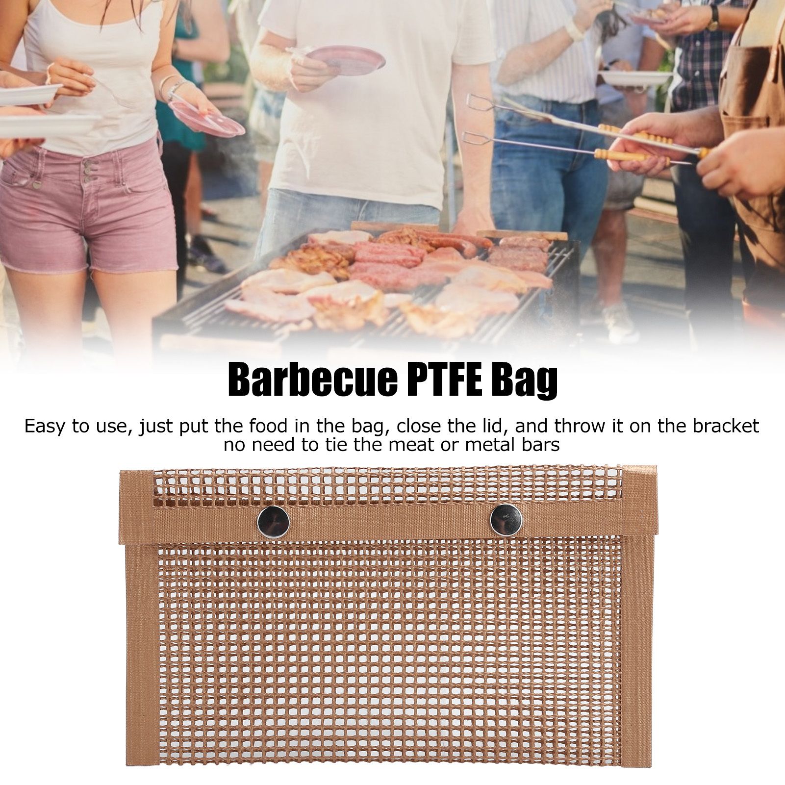 Non‑Stick Barbecue Baking Grilling PTFE Bag Heat‑Resistant Reusable Mesh for view 15