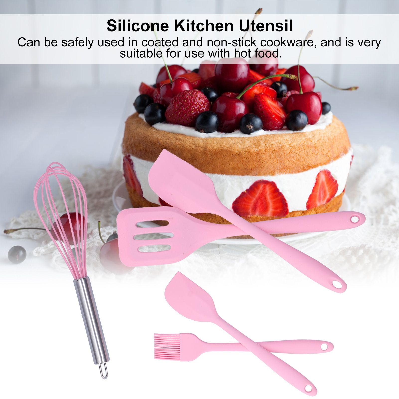 Cooking Spatula Set Silicone Baking Scraper Heat Resistant Egg Beater Kitchen view 15