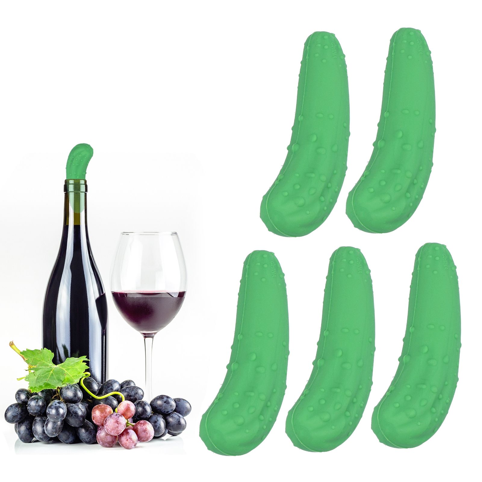 5Pcs Wine Stoppers Silicone Reusable Artificial Cucumber Shape Beverage Bottle view 9