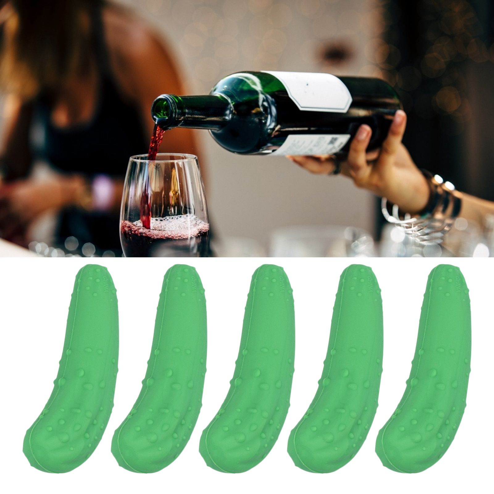 5Pcs Wine Stoppers Silicone Reusable Artificial Cucumber Shape Beverage Bottle view 10