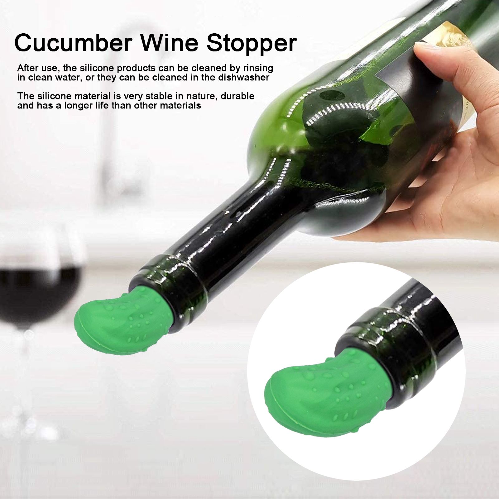 5Pcs Wine Stoppers Silicone Reusable Artificial Cucumber Shape Beverage Bottle view 15